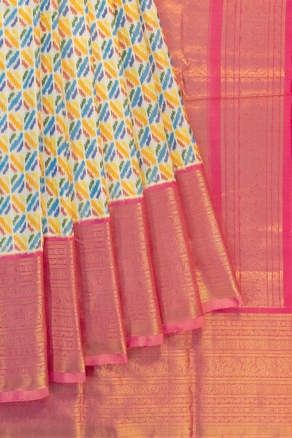 Kanchipuram Silk Ikat White Saree