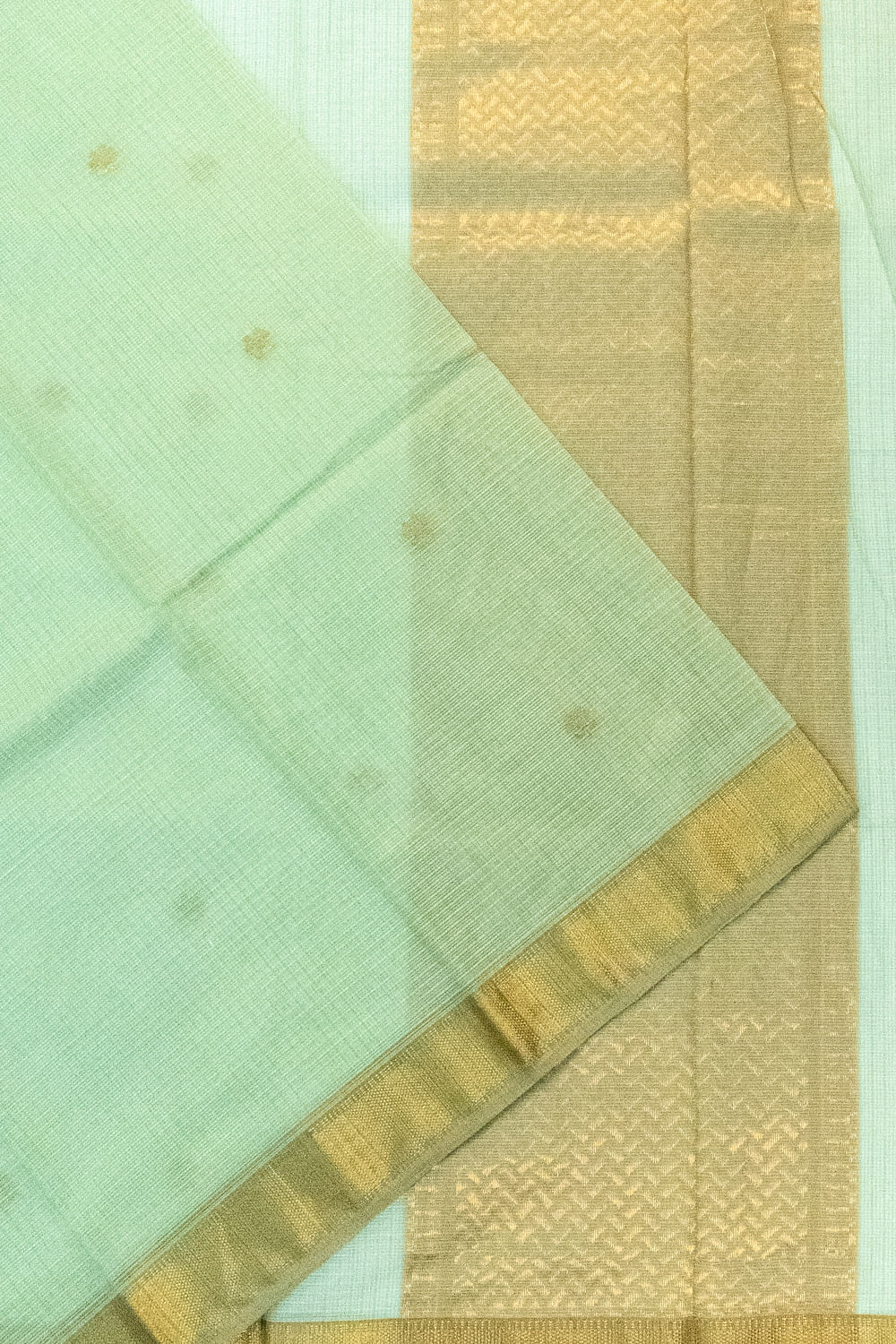 Kota Cotton Floral Butta Green Saree