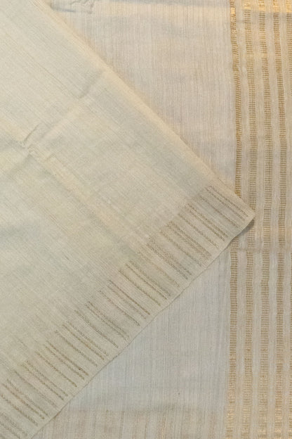 Tussar Linen Plain White Saree