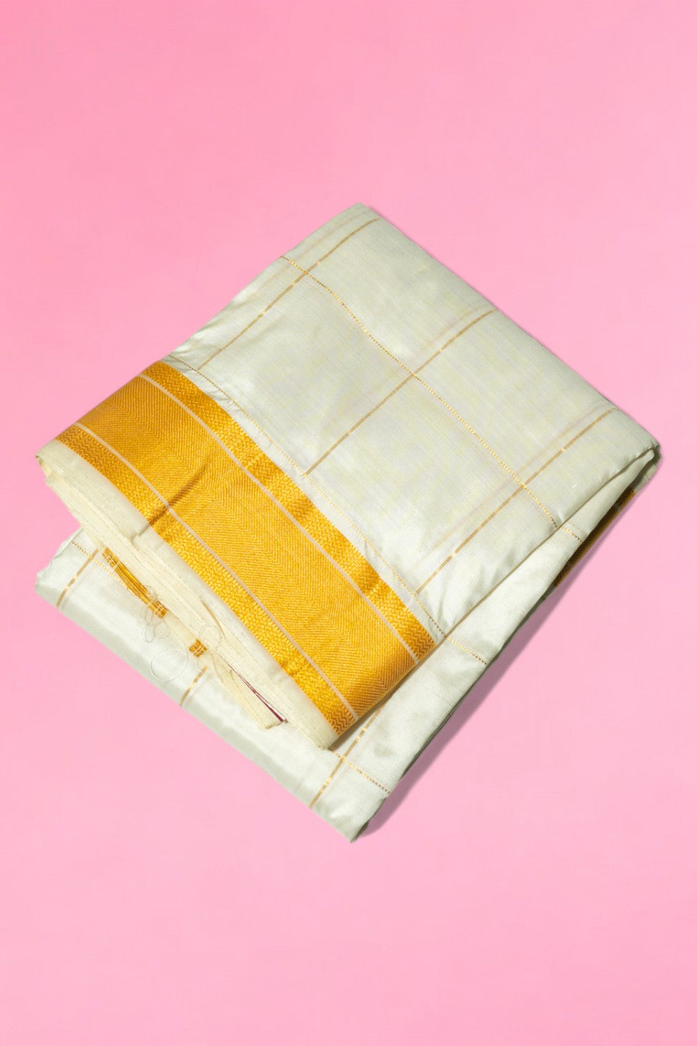 Kanchipuram Silk Checks White Dhoti With Kanduva