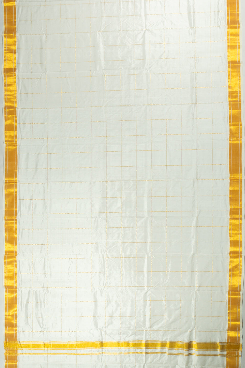 Kanchipuram Silk Checks White Dhoti With Kanduva