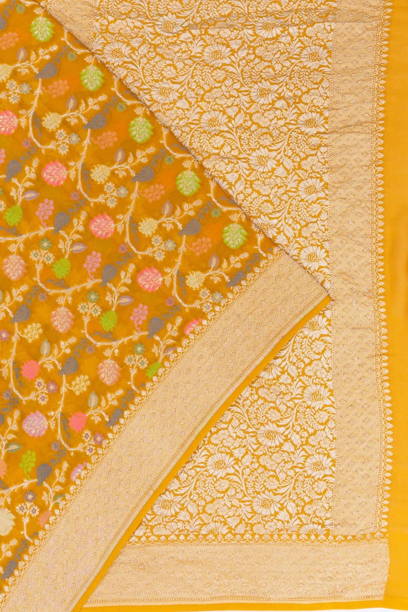 Banarasi Georgette Jaal Yellow Saree