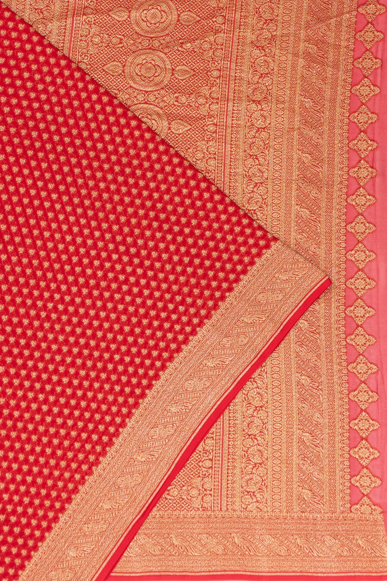 Banarasi Georgette Brocade Red Saree