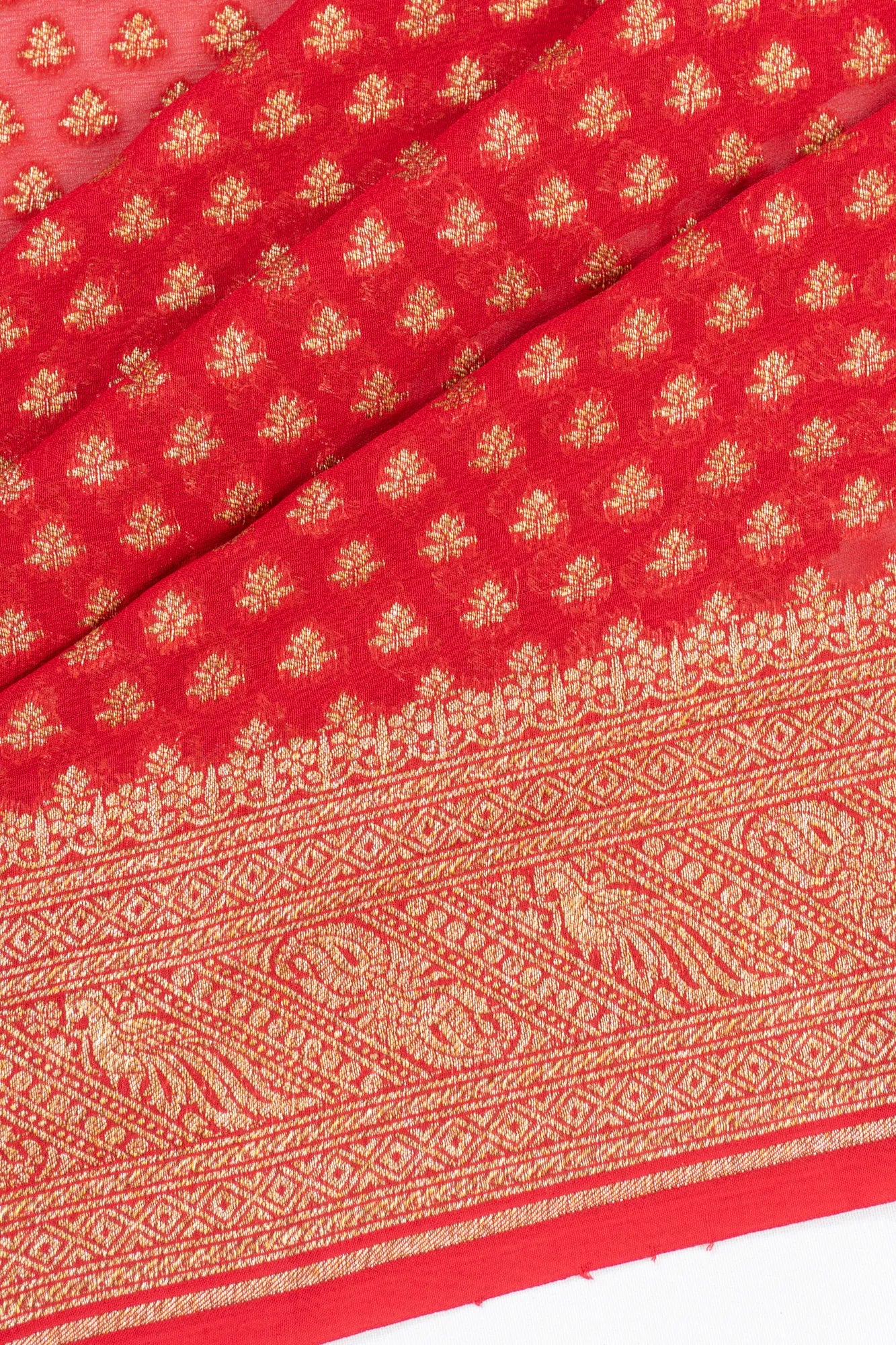 Banarasi Georgette Brocade Red Saree