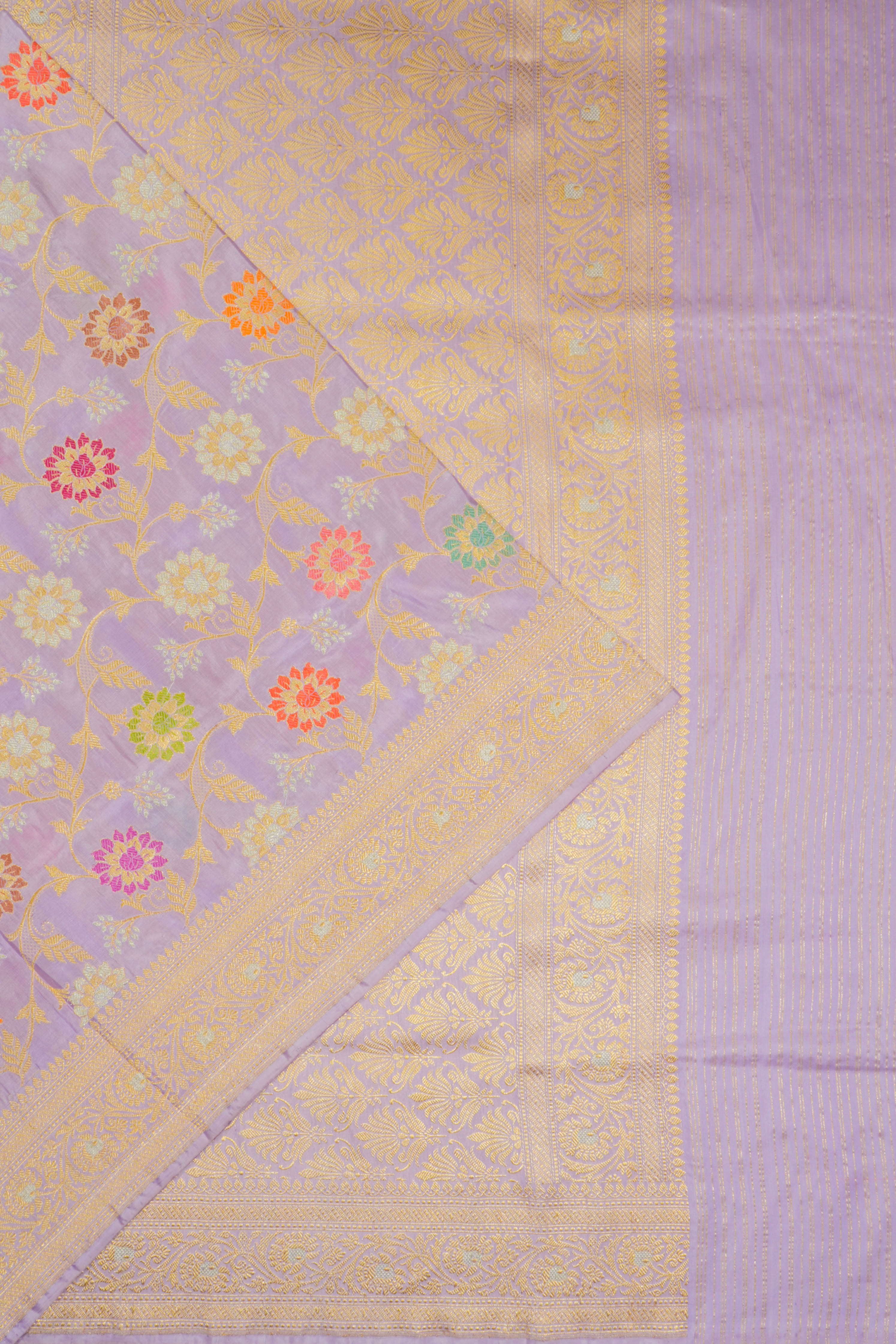 Banarasi Silk Kadwa Jaal Lavender Saree 1214893970