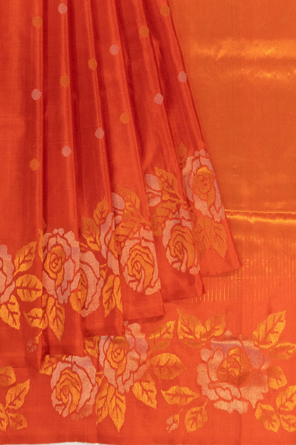 Uppada Silk Jamdani Butta Orange Saree