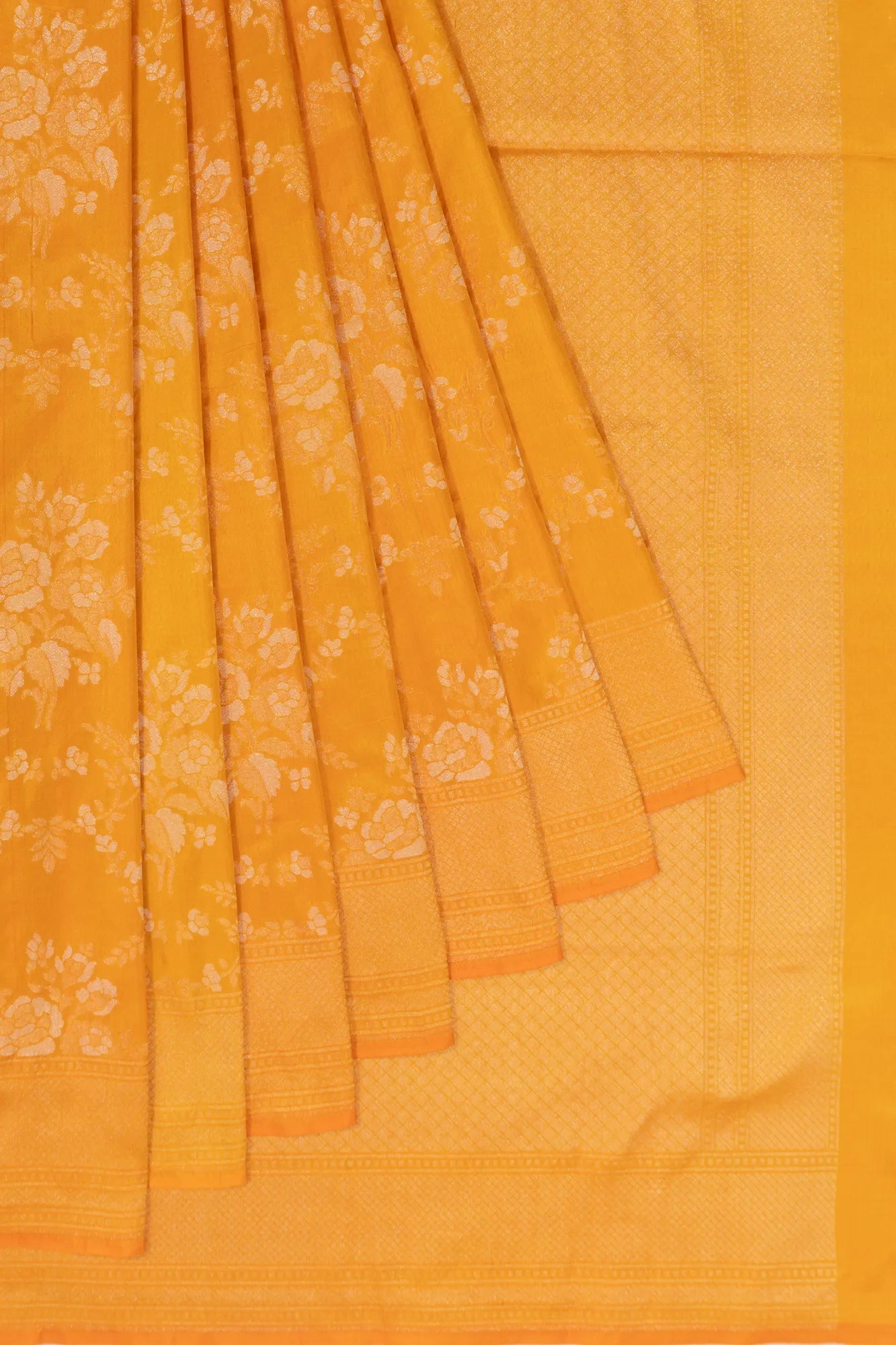 Banarasi Silk Brocade Yellow Saree