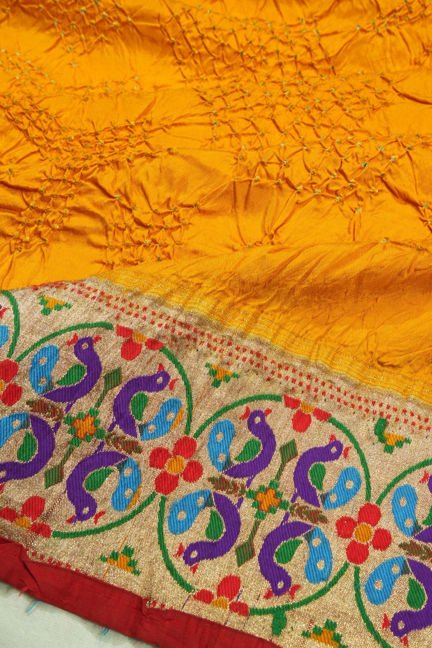 Banarasi Silk Bandhani Yellow Saree