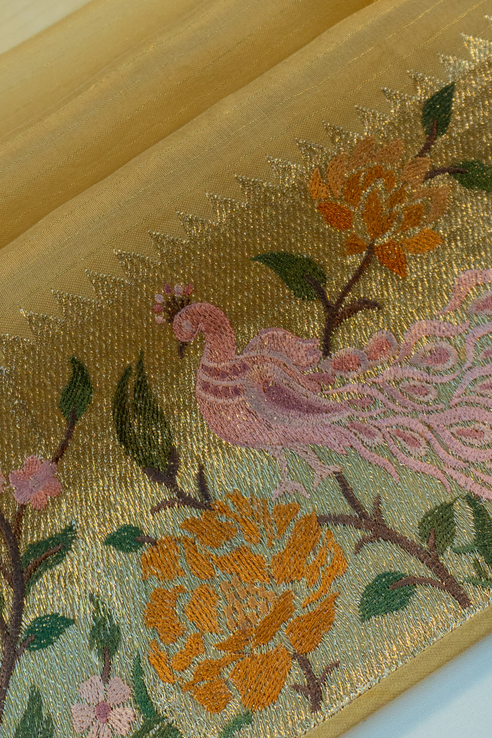 Organza Horizontal Lines Khaki Brown Saree