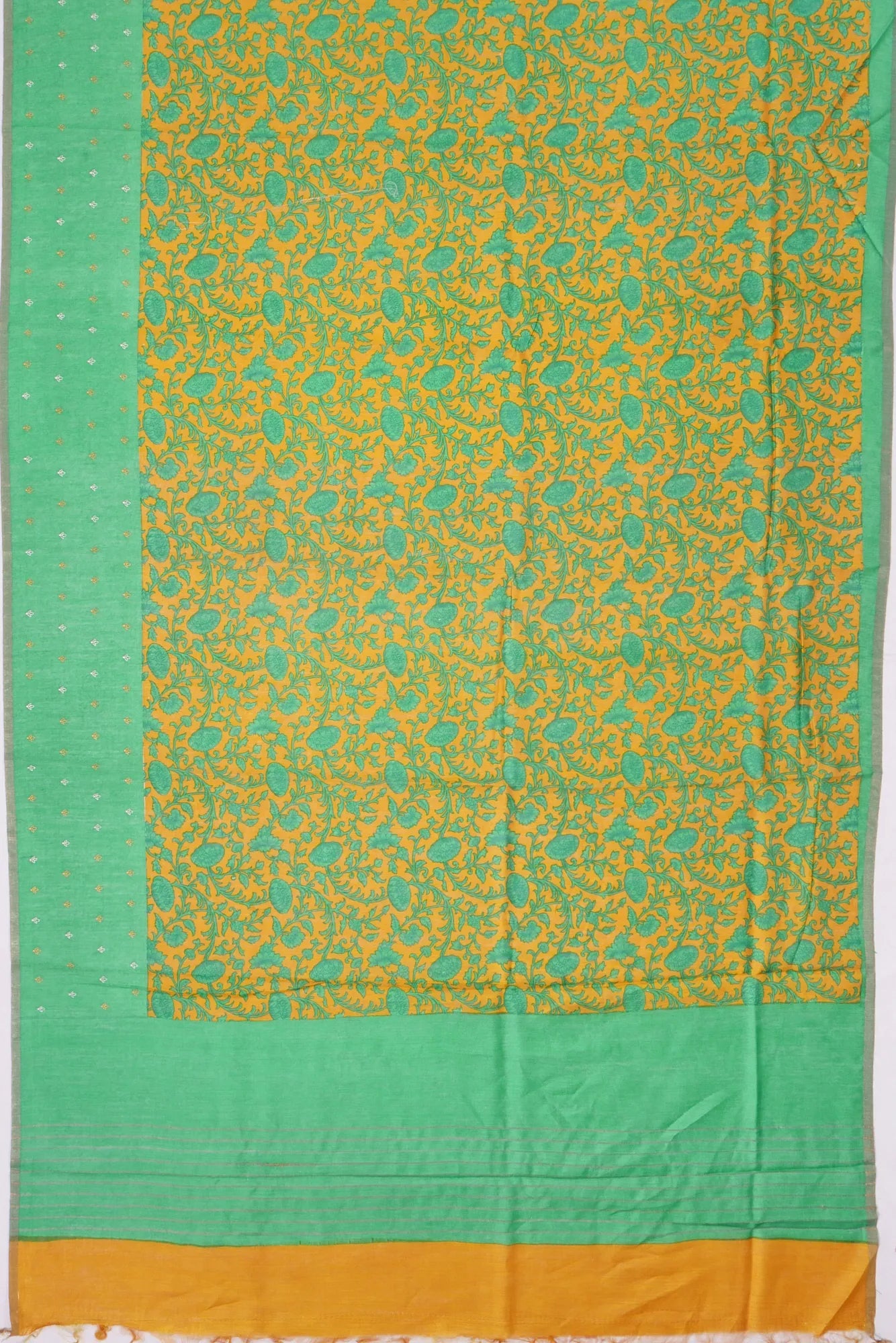 Kankatala Tussar Floral Printed Yellow Saree g2