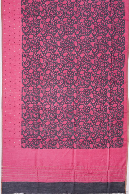 Kankatala Tussar Floral Printed Black Saree g2