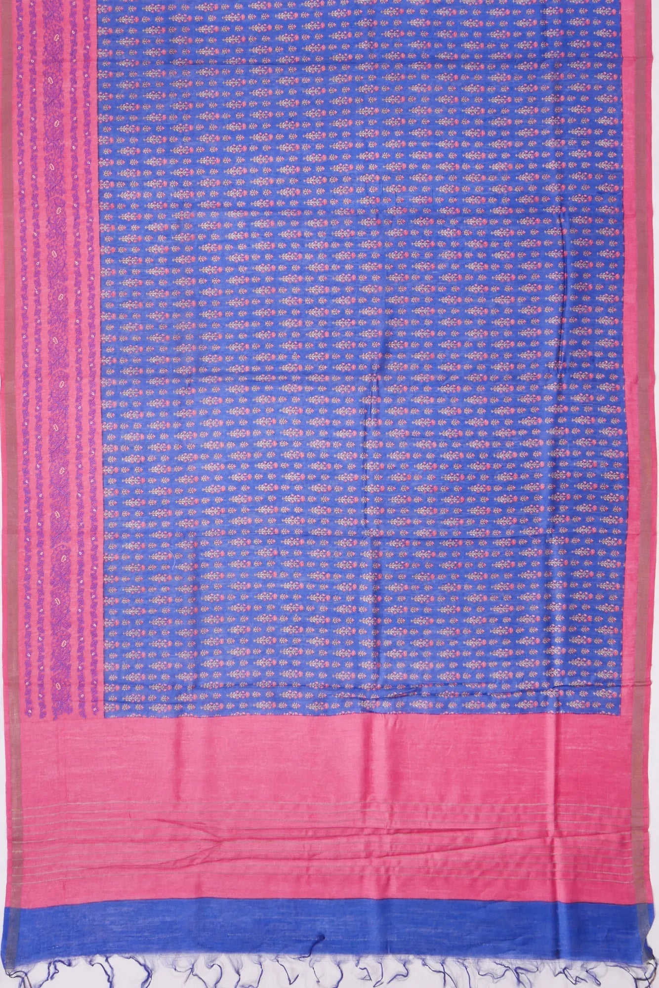 Kankatala Tussar Floral Printed Royal Blue Saree g2