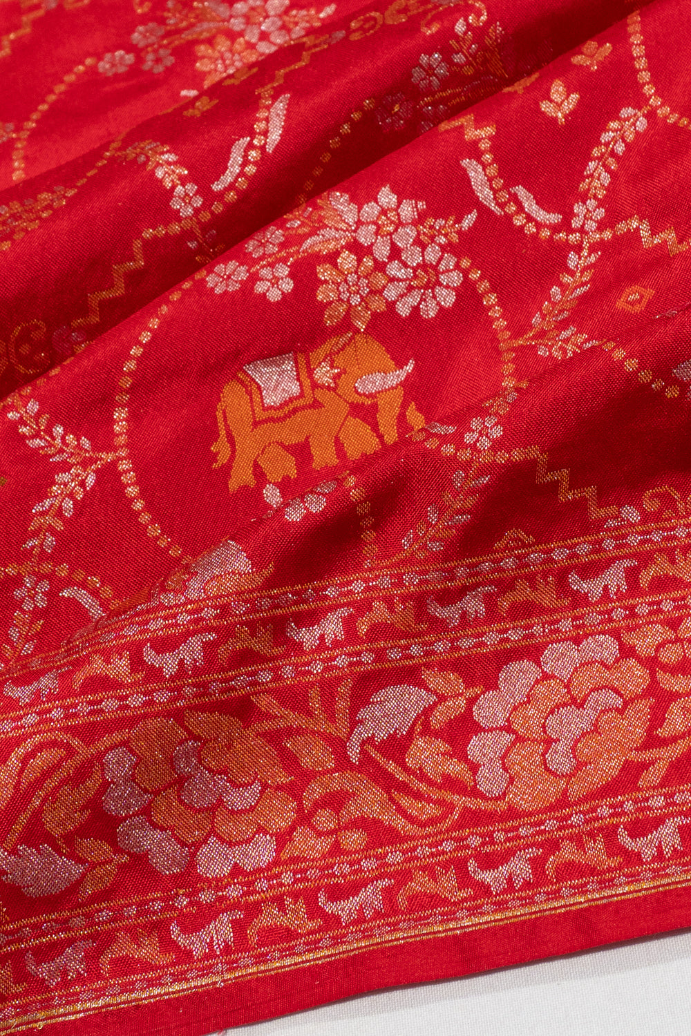 Banarasi Silk Brocade Raktambari Red Saree