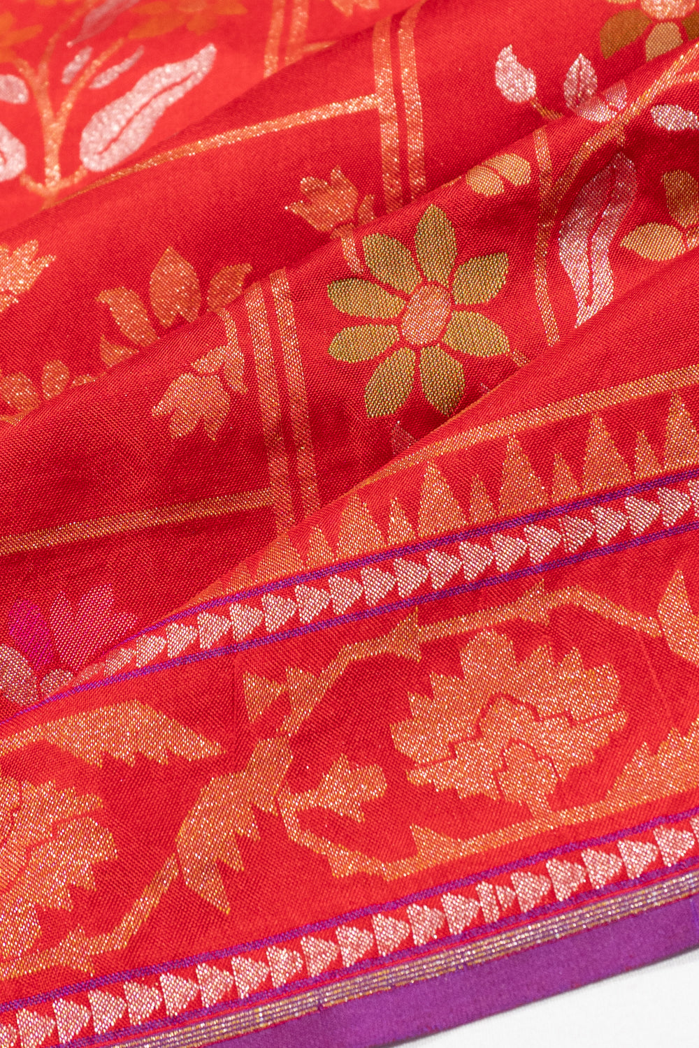 Banarasi Silk Brocade Raktambari Red Saree 1214905625