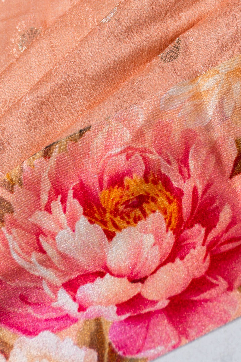 Chiniya Silk Jacquard And Butta Peach Saree