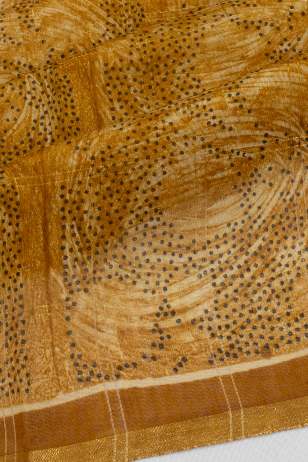 Chanderi Cotton Printed Mustard Yellow Saree