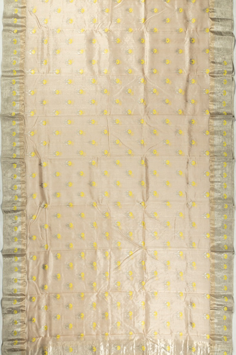 Chanderi Silk Butta Biege Saree 1214905736