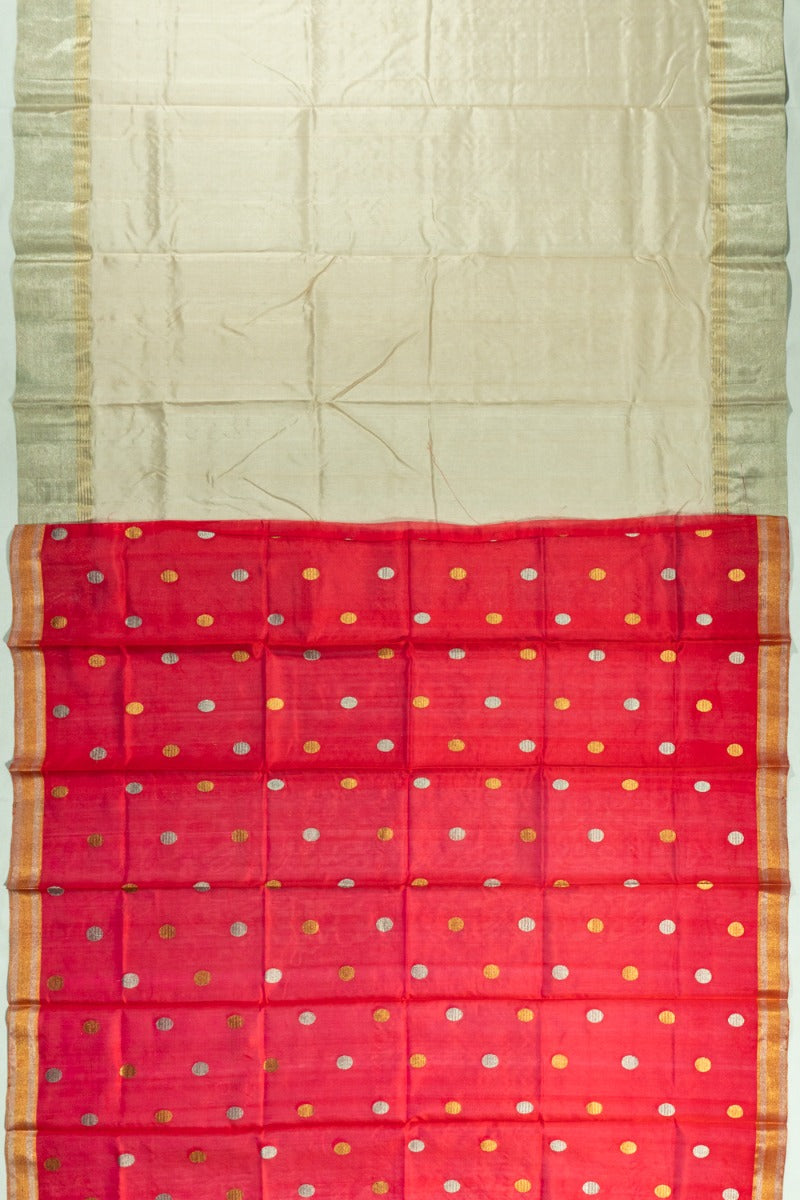 Chanderi Silk Butta Biege Saree 1214905736