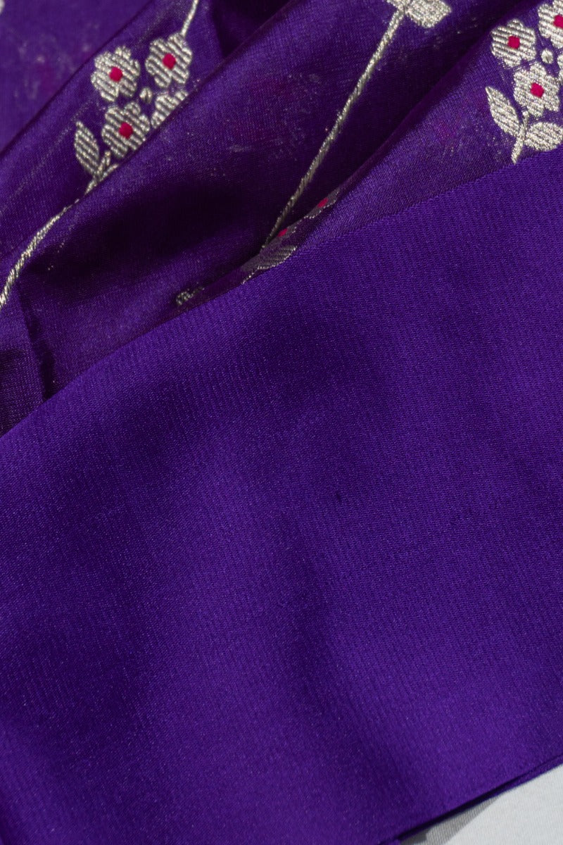 Chanderi Silk Jaal Violet Saree 1214905738