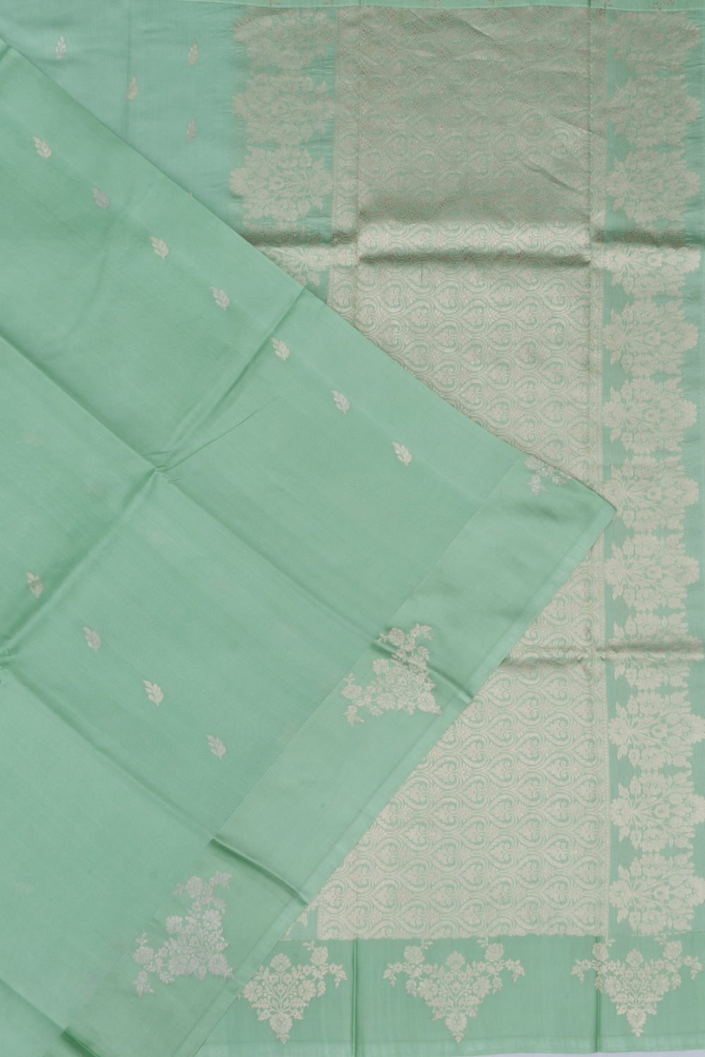 Banarasi Katan Silk Butta Pastel Green Saree 1214905822