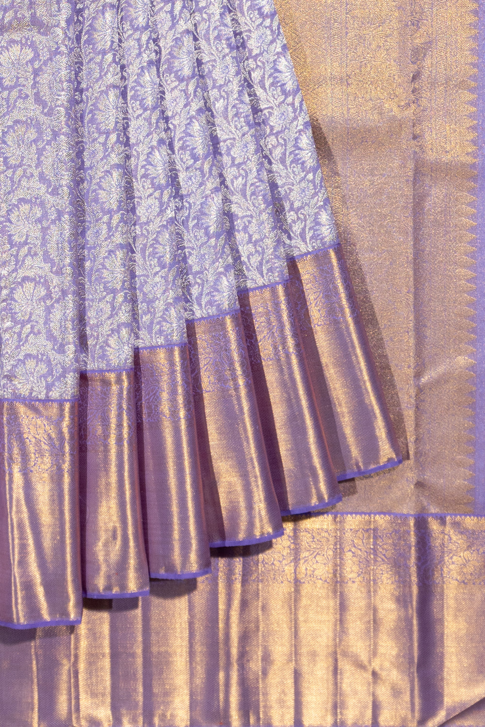 Kanchipuram Silk Tissue Brocade Violet Saree 1214905906
