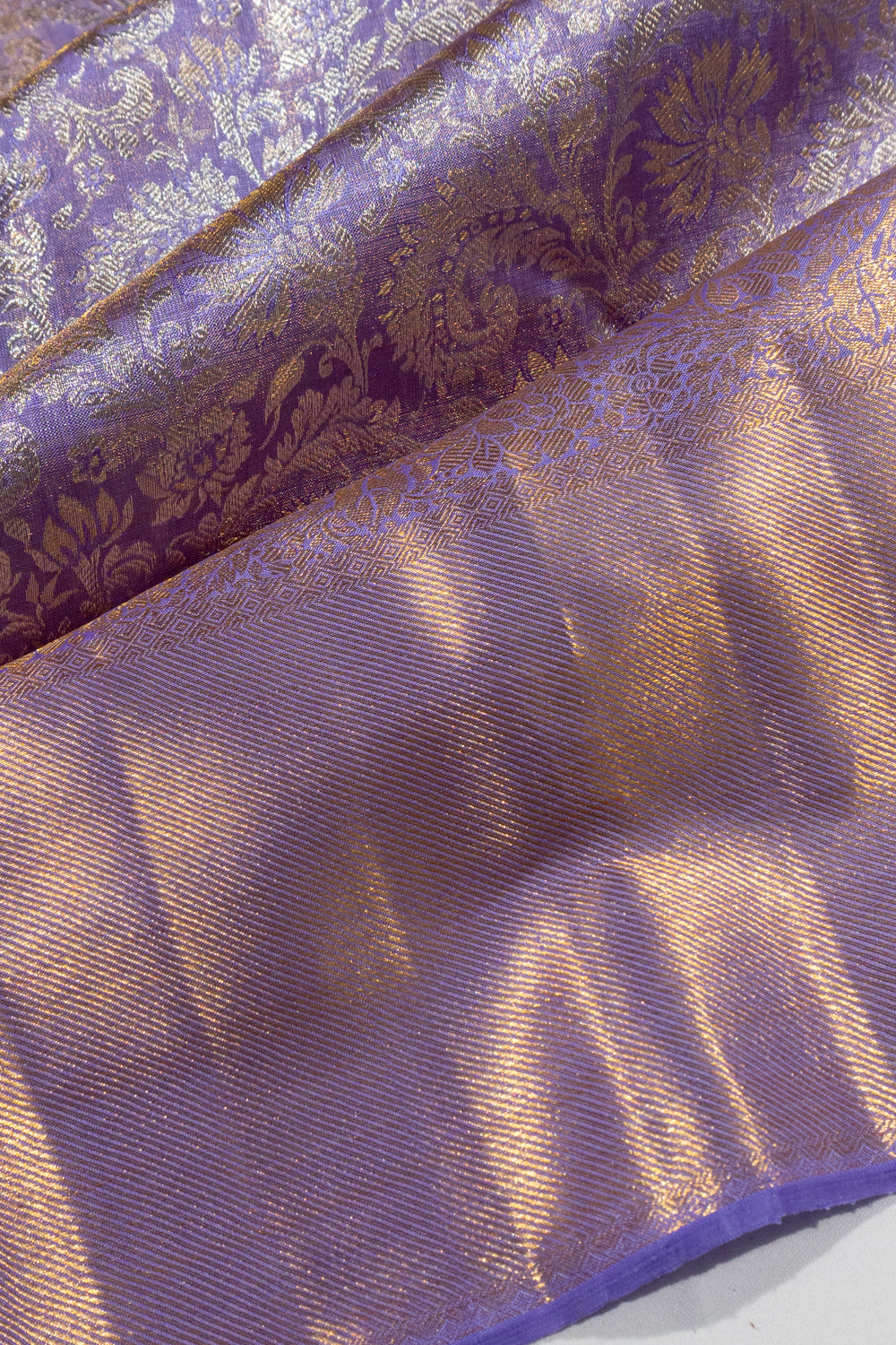 Kanchipuram Silk Tissue Brocade Violet Saree 1214905906