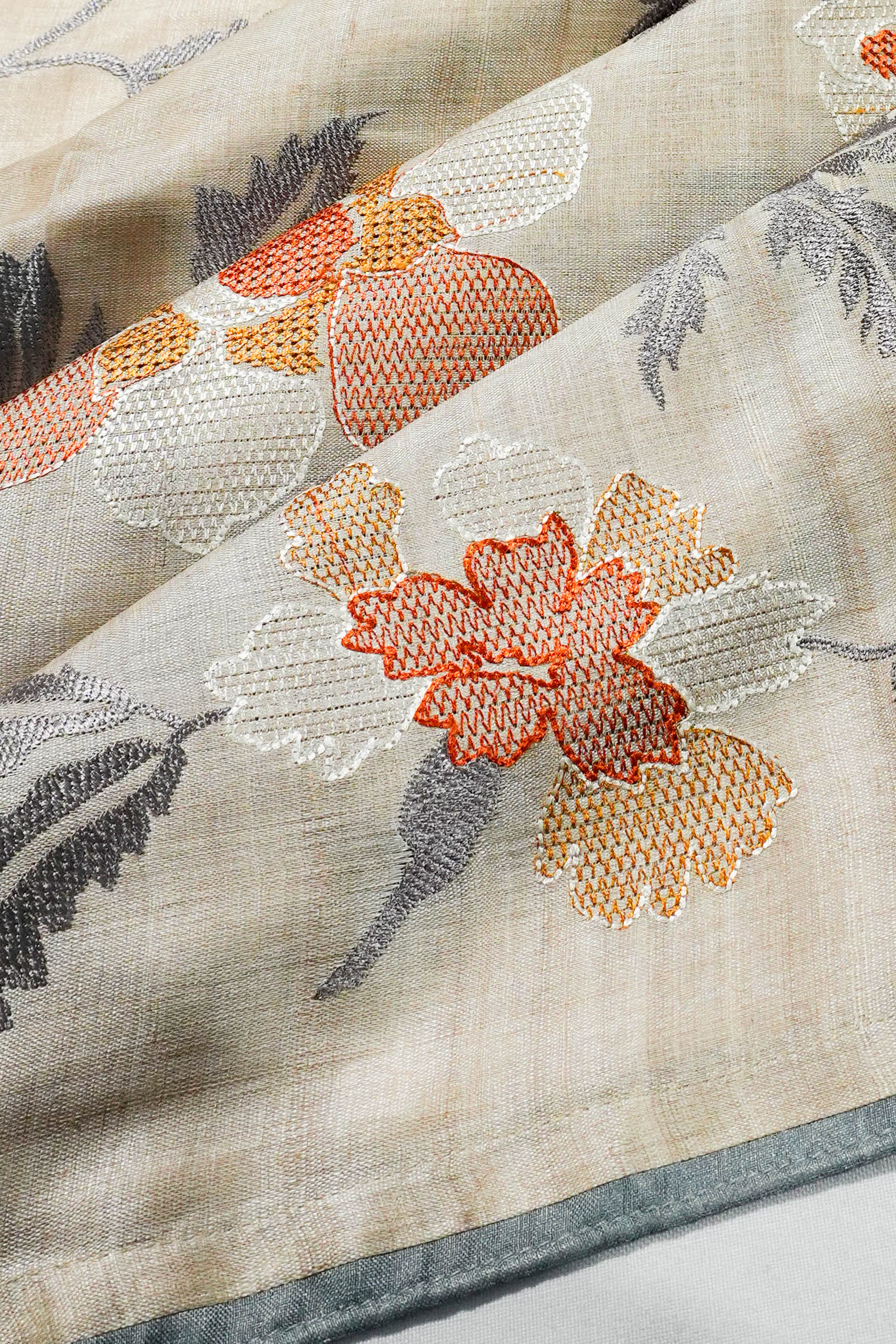 Bhagalpuri Tussar All Over Floral Embroidery Beige Saree 1214907000