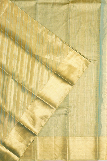 Taranga Kanchi Silk Tissue Diagonal Lines Sky Blue Saree