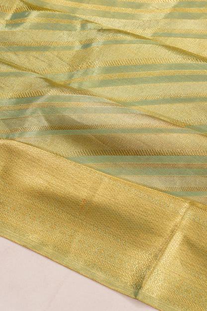 Taranga Kanchi Silk Tissue Diagonal Lines Sky Blue Saree
