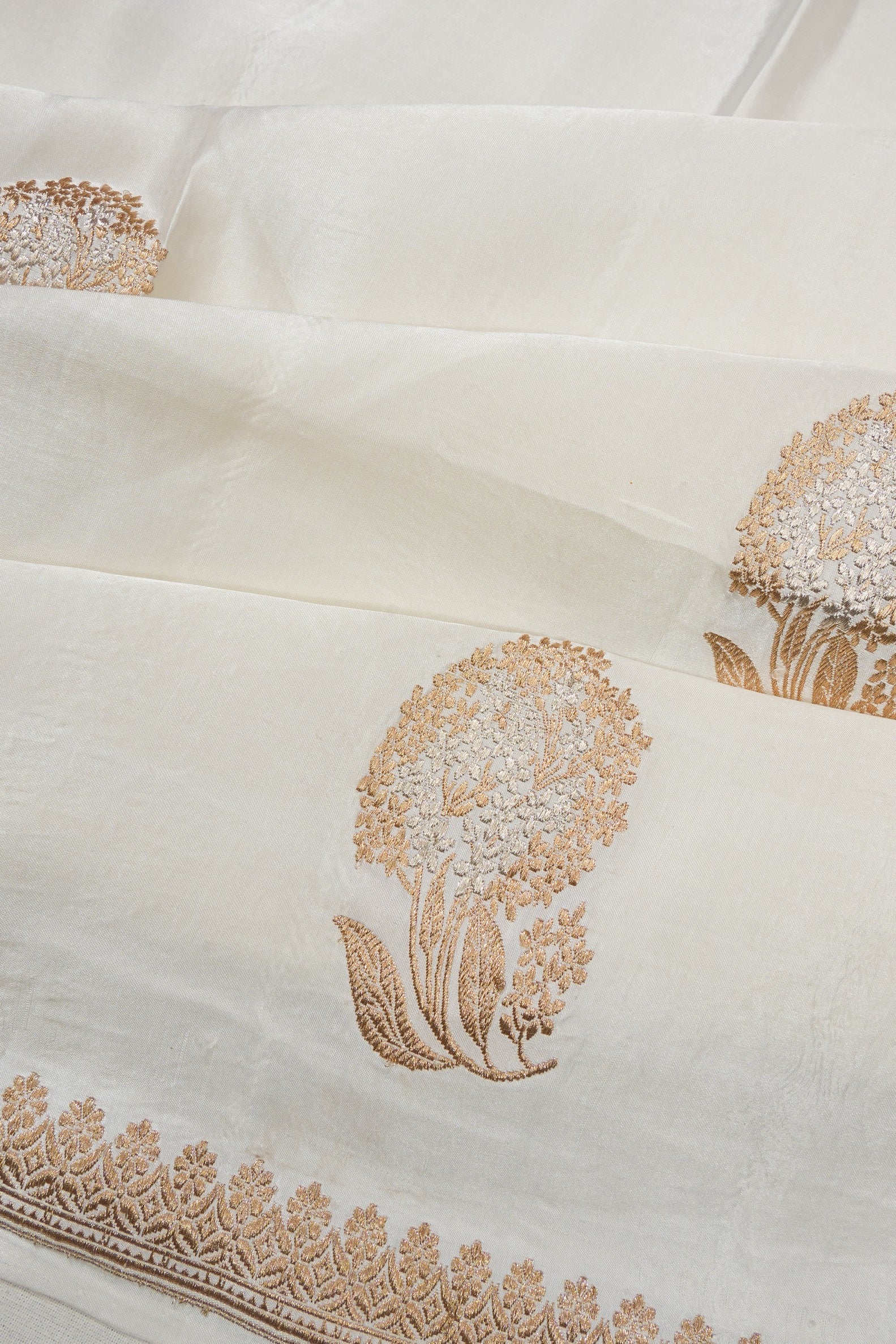 Banarasi Silk Butta White Saree