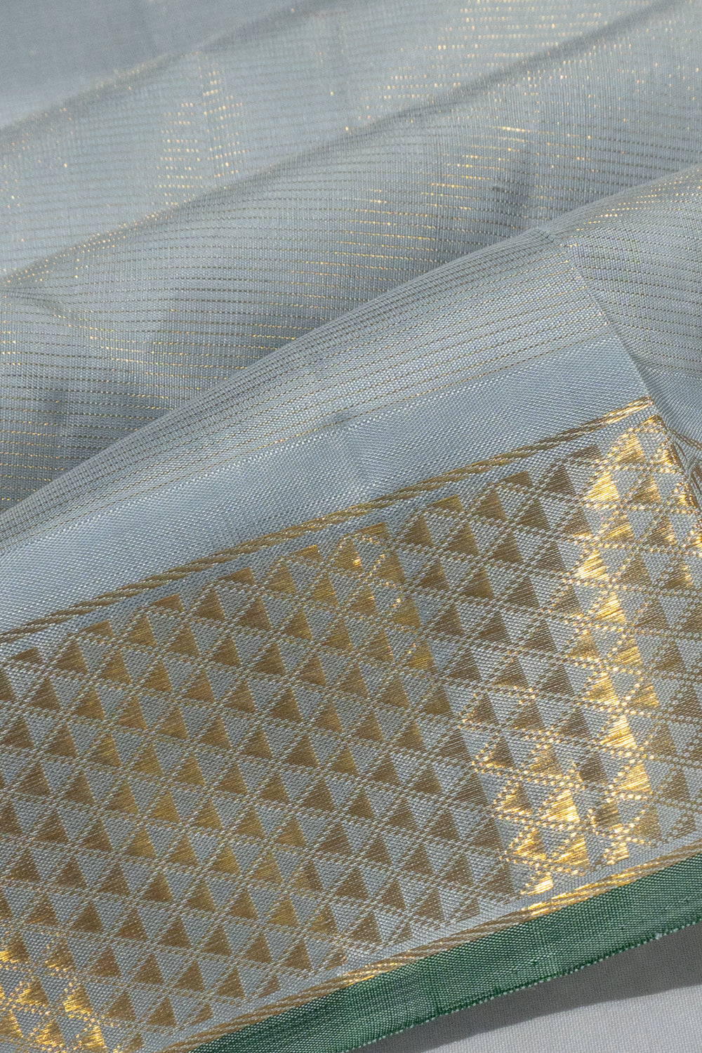 Kanchipuram Silk Oosi Line Grey Saree