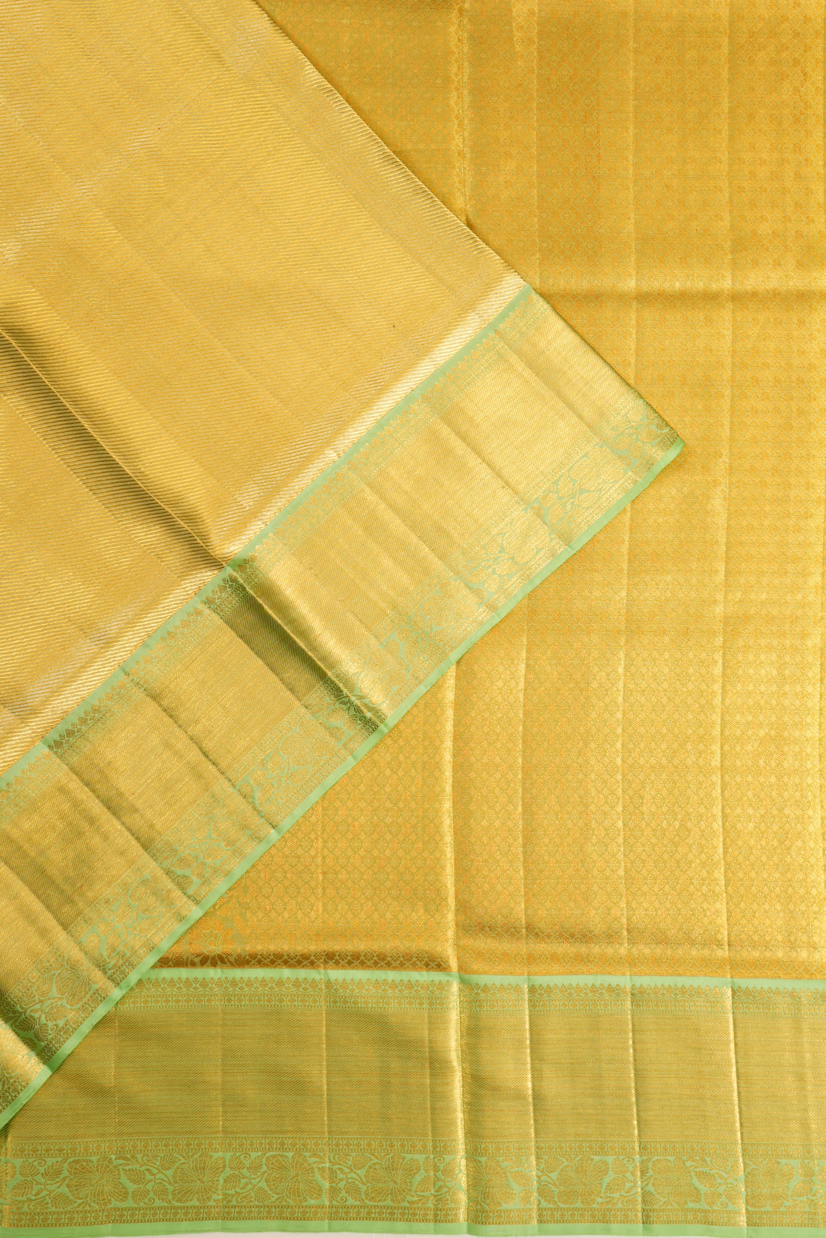 Kanchipuram Silk Tissue Brocade Gold Saree