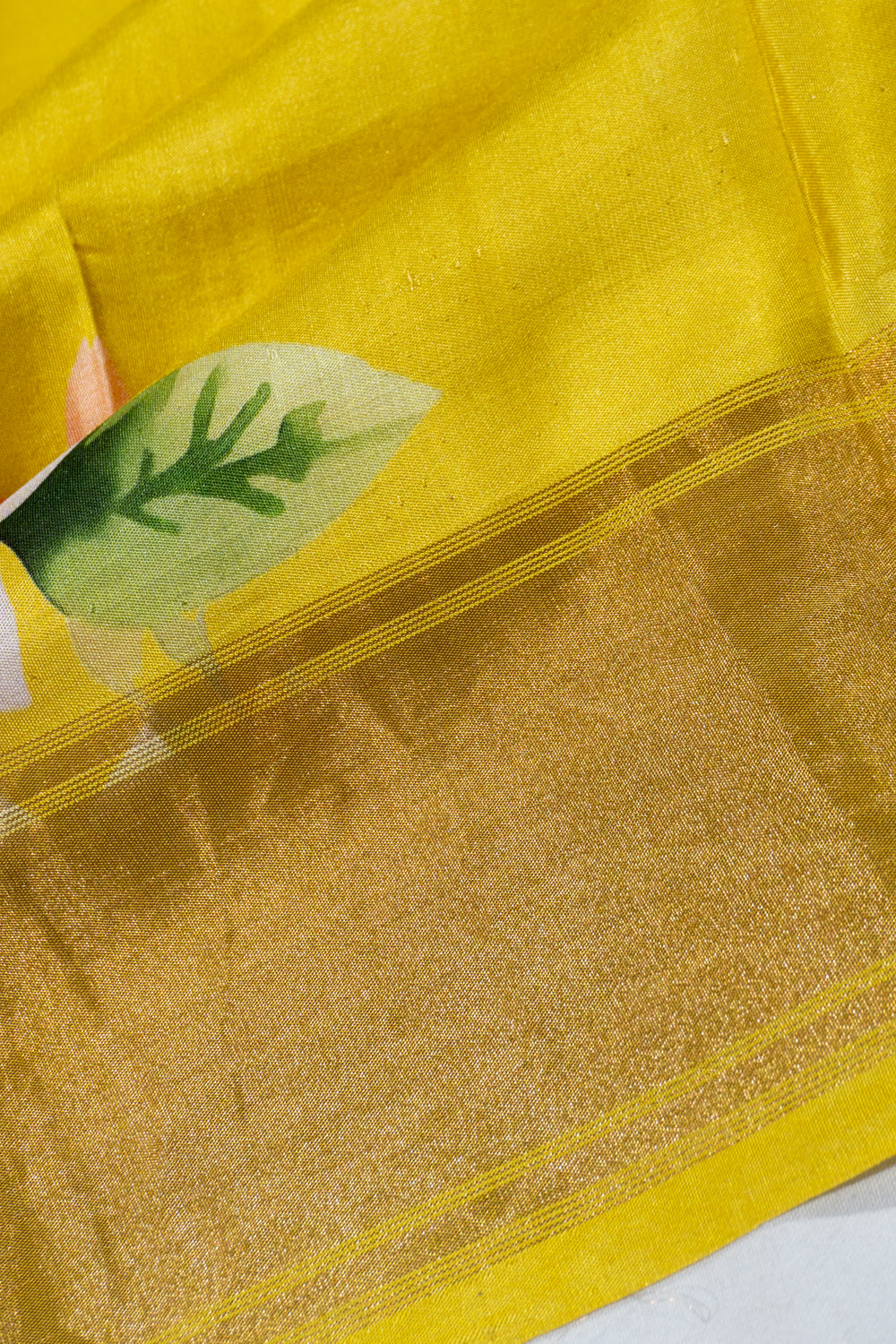 Banarasi Katan Silk Floral Printed Butta Yellow Saree