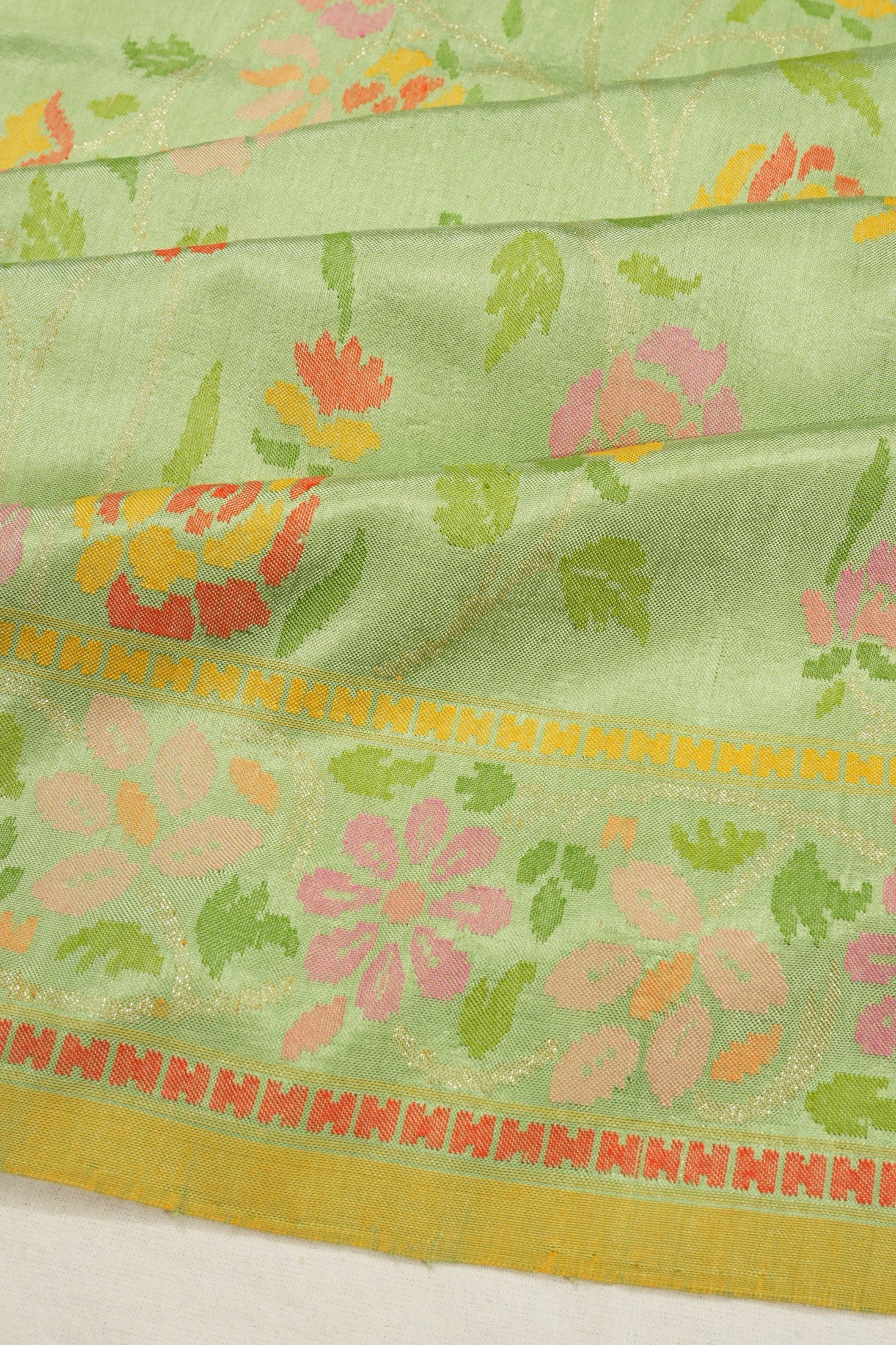Banarasi Silk All Over Jamdani Pastel Green Saree