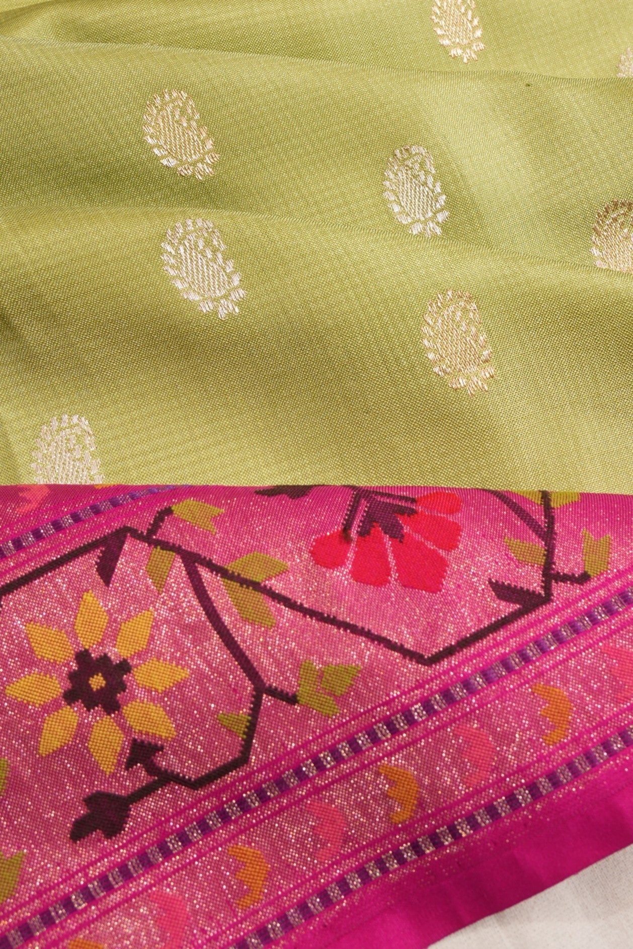 Banarasi Silk Butta Pista Green Saree