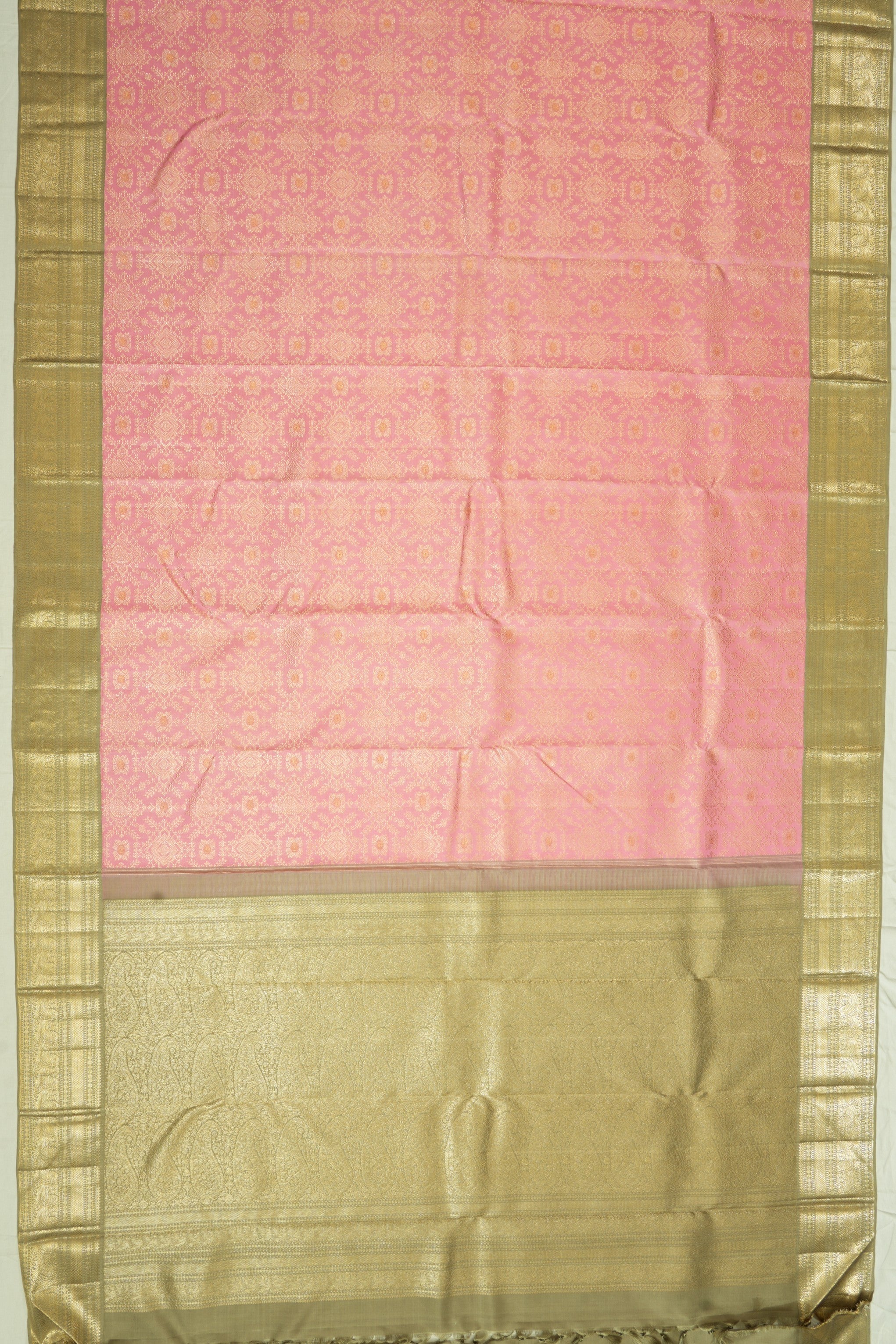 Kanchipuram Silk Brocade Pink Saree