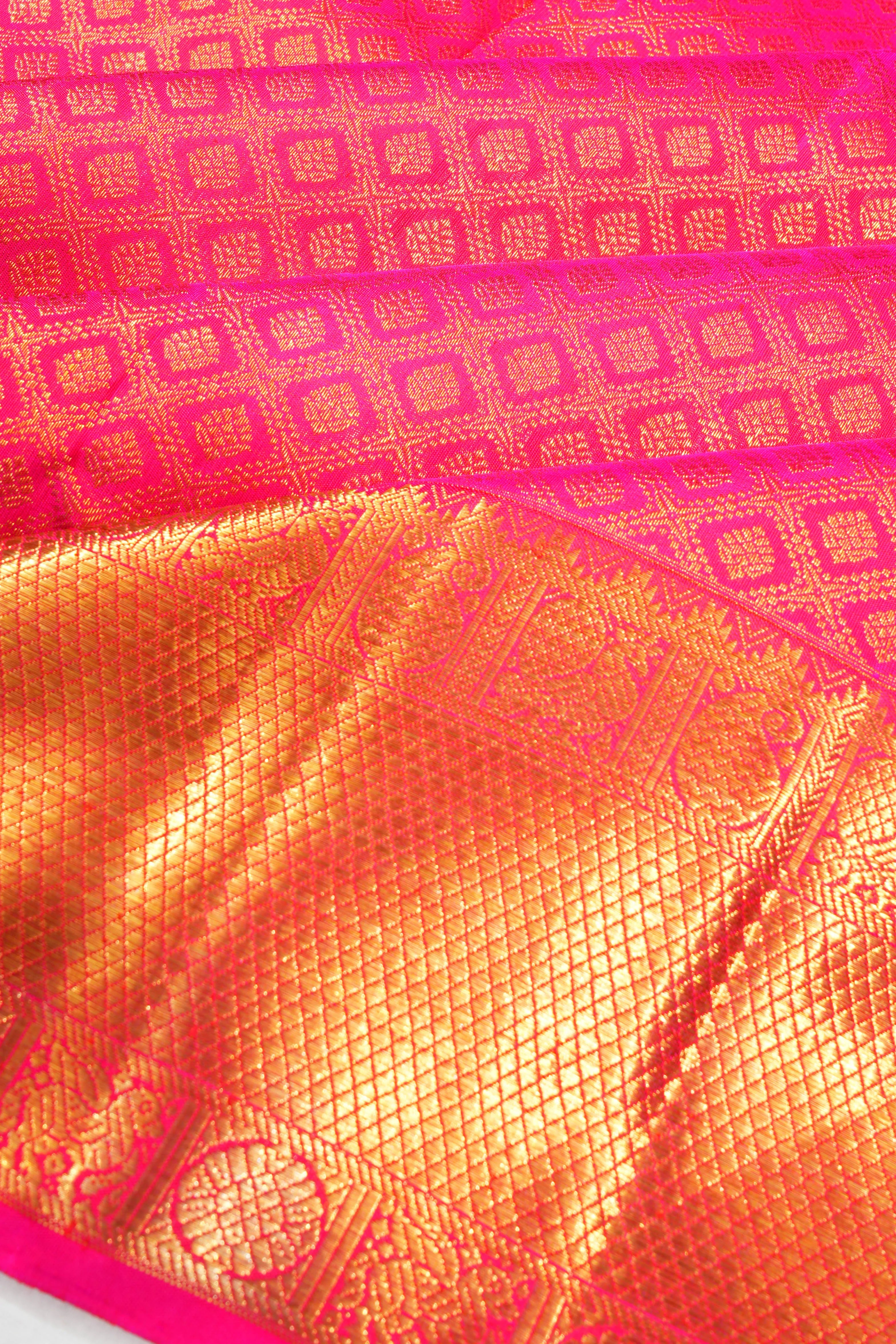 Kanchipuram Silk Brocade Pink Saree