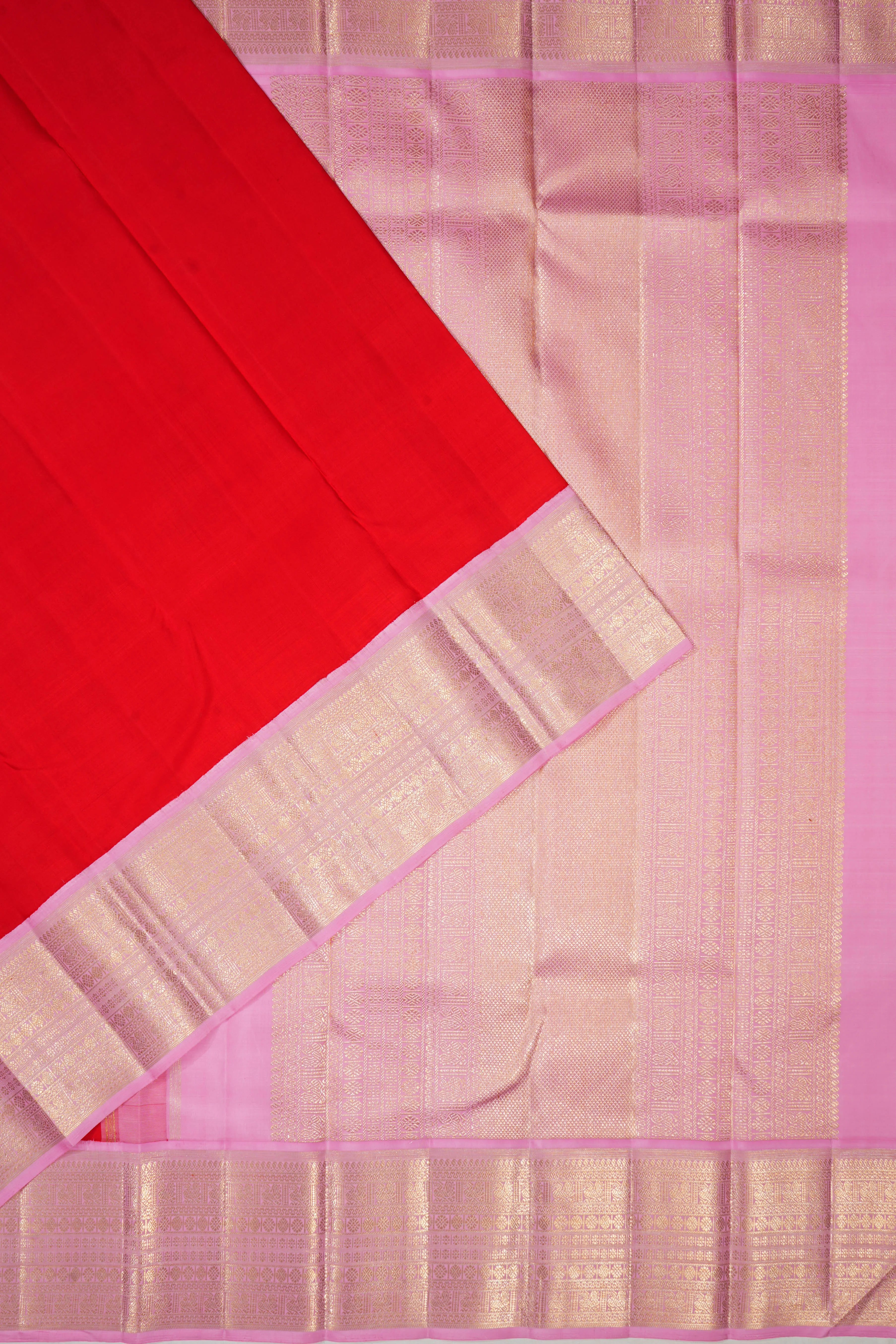 Kanchipuram Silk Plain Red Saree