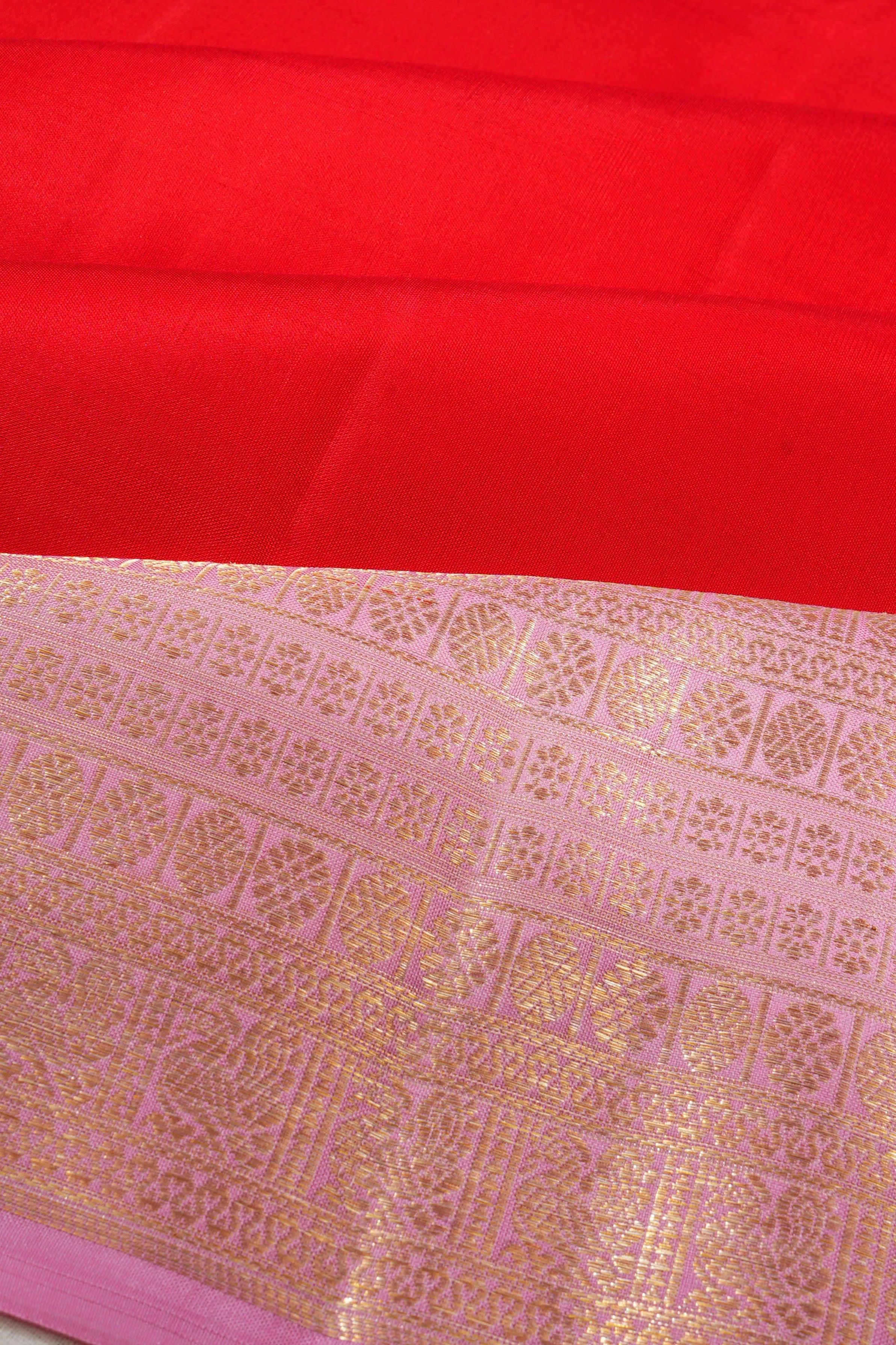 Kanchipuram Silk Plain Red Saree
