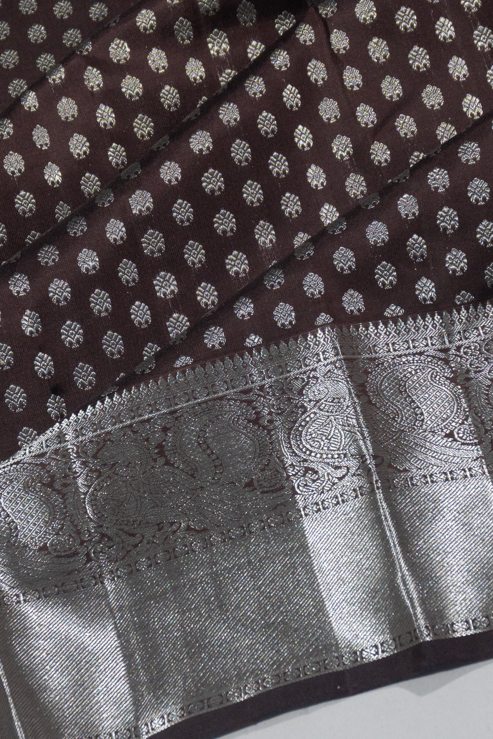 Classic Kanchipuram Silk Brocade Brown Saree