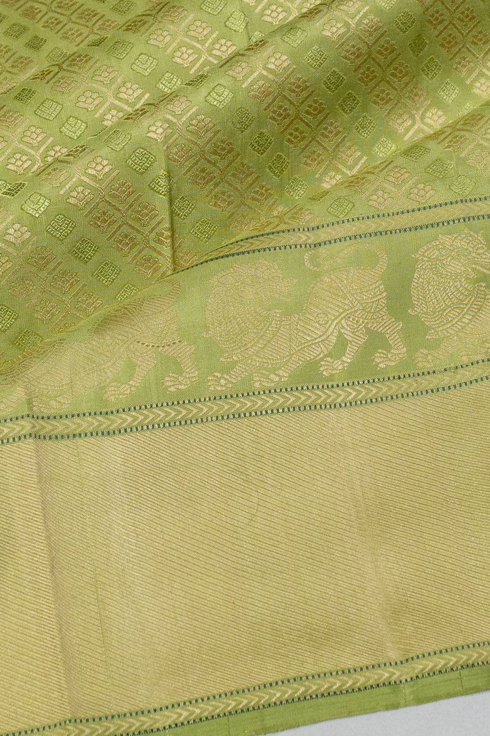 Thread Kanchipuram Silk Brocade Green Saree