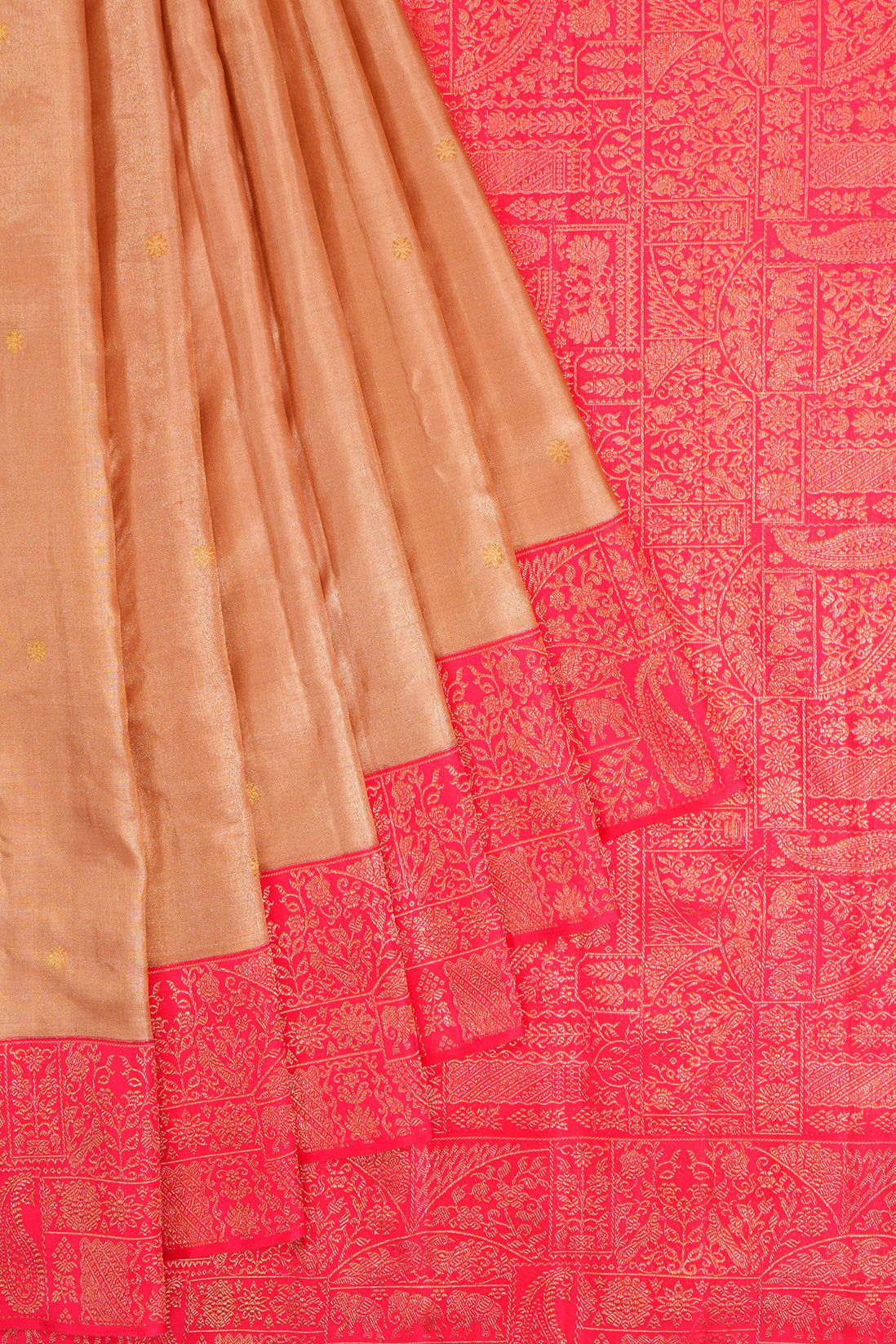 Kanchipuram Silk Tissue Butta Gold Saree