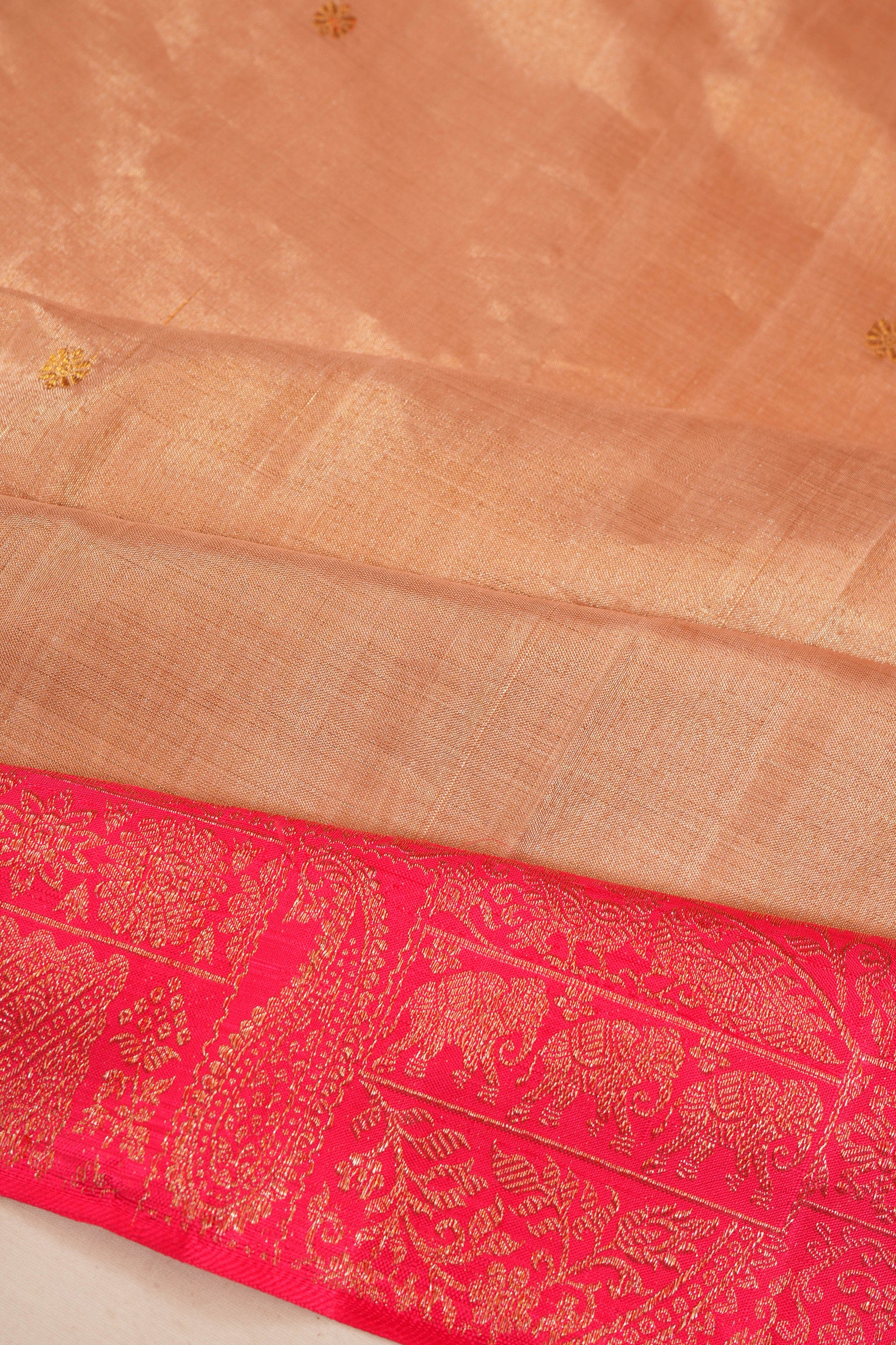 Kanchipuram Silk Tissue Butta Gold Saree