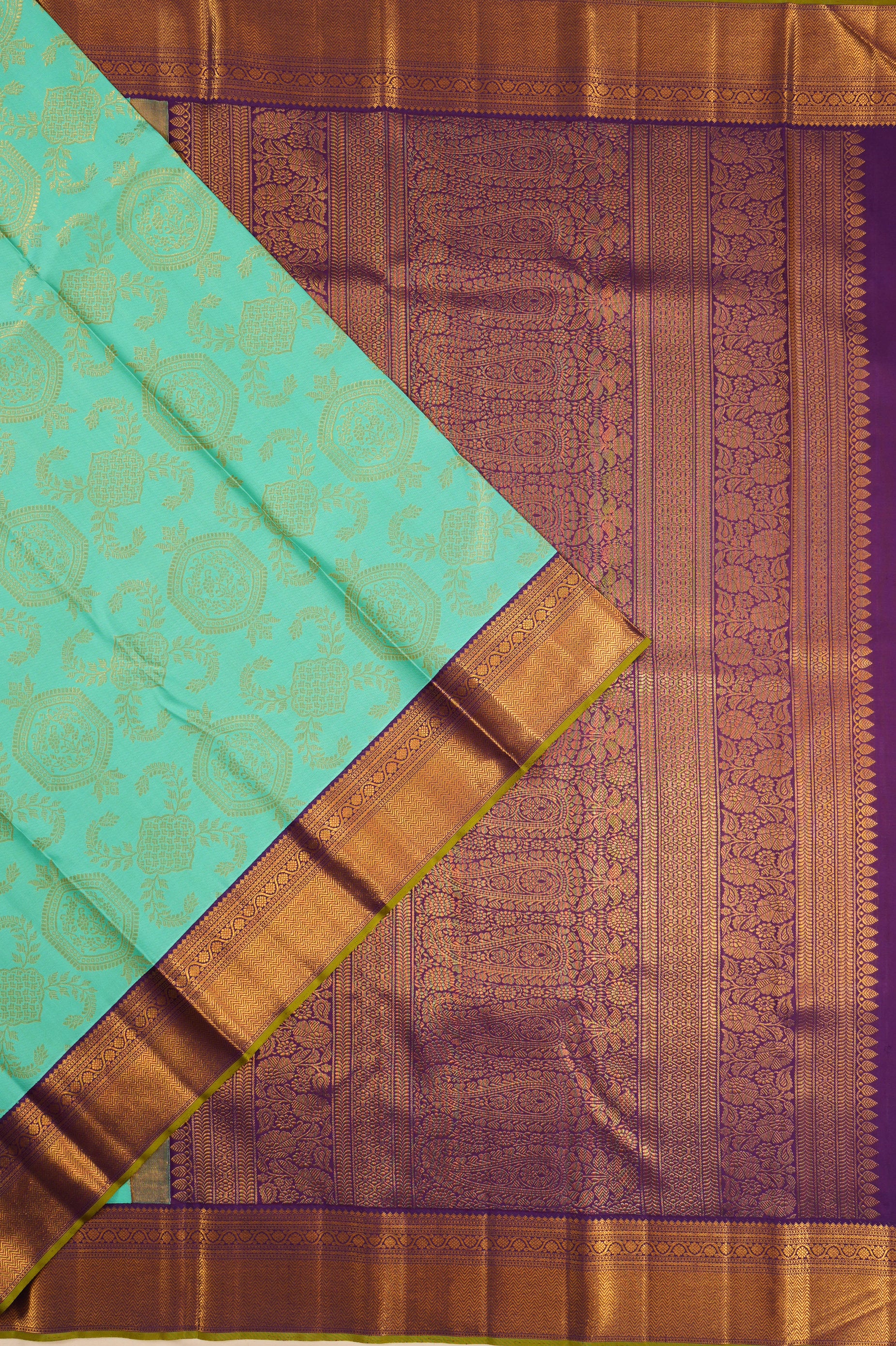 Kanchipuram Silk Brocade Sea Green Saree
