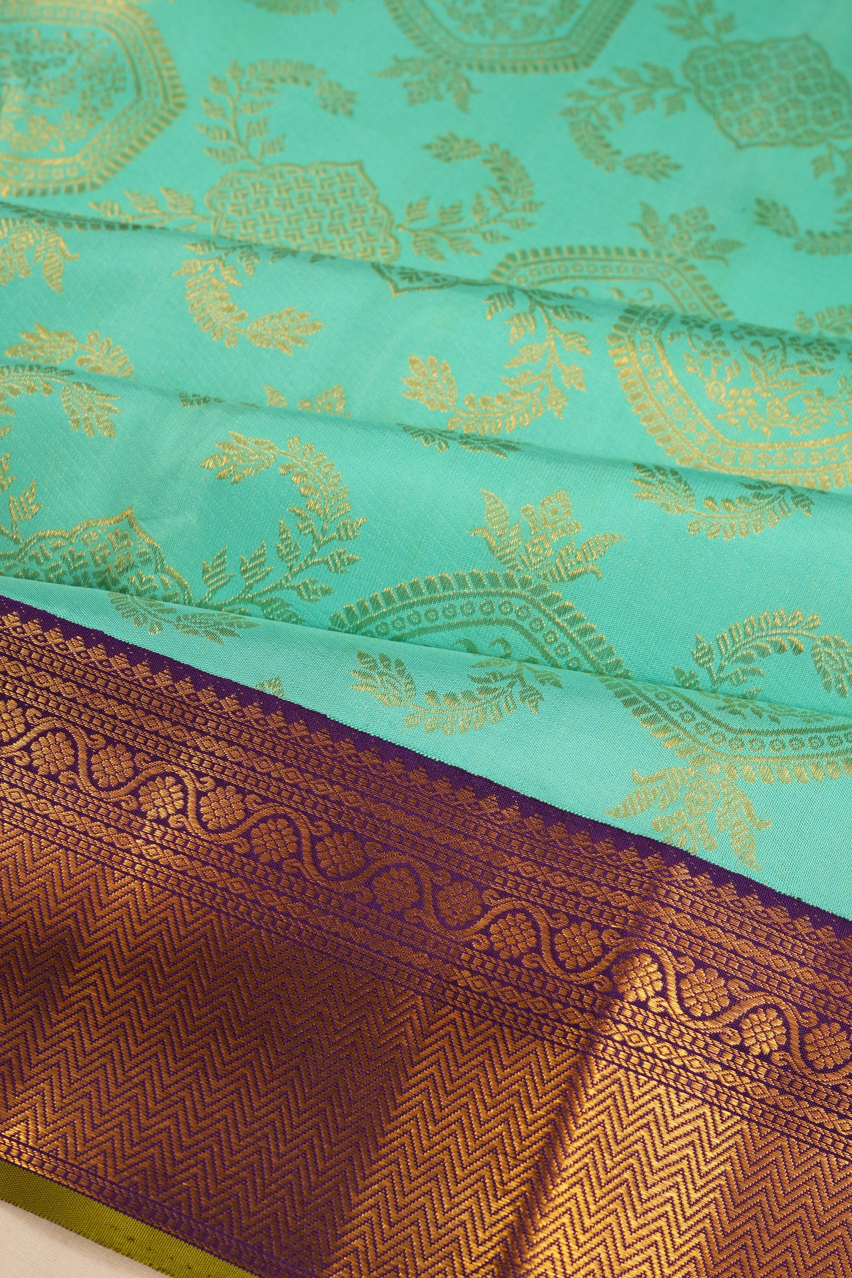 Kanchipuram Silk Brocade Sea Green Saree