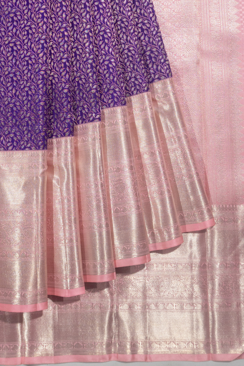 Kanchipuram Silk Brocade Violet Saree 1214928526
