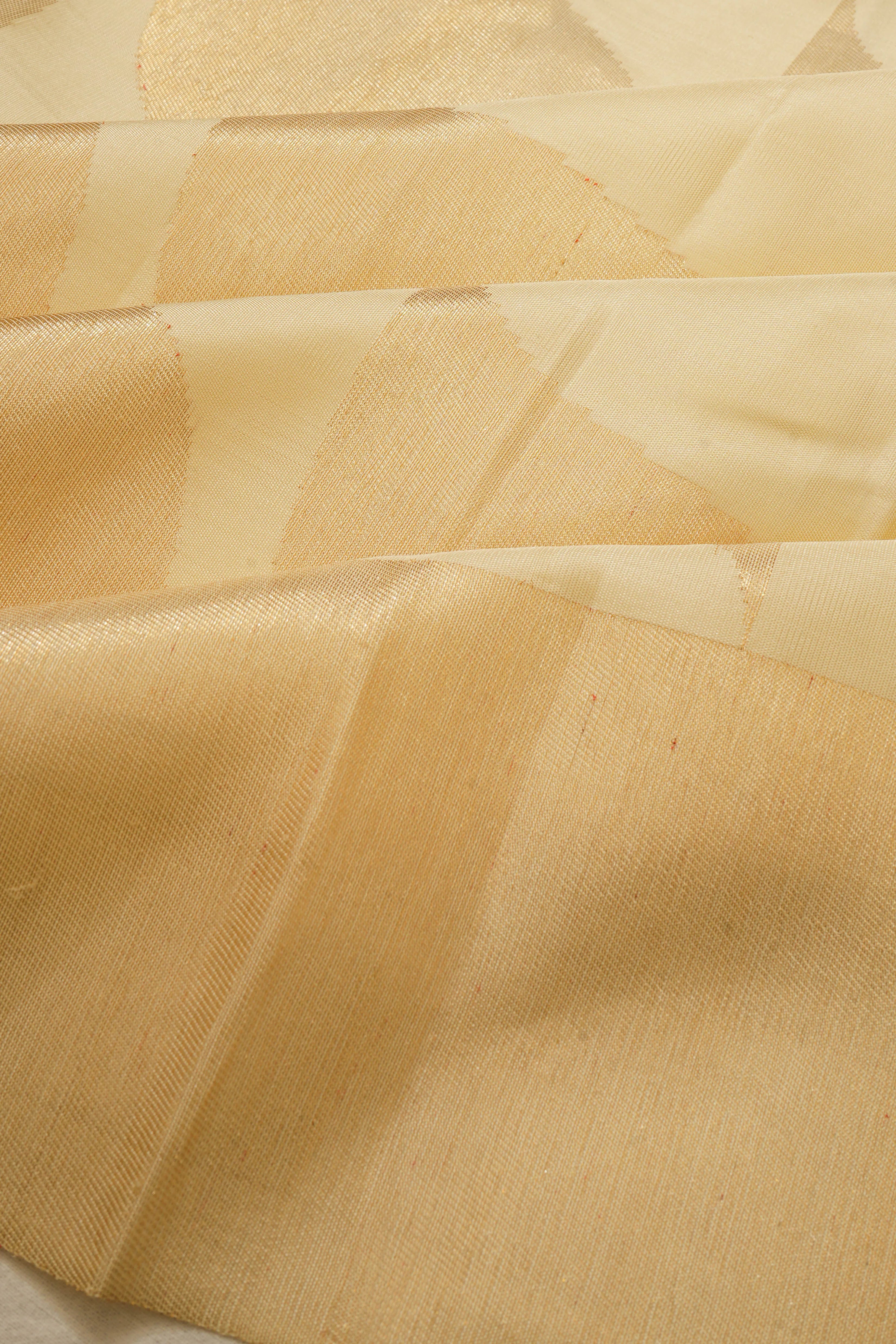 Kanchipuram Silk Brocade Cream Saree