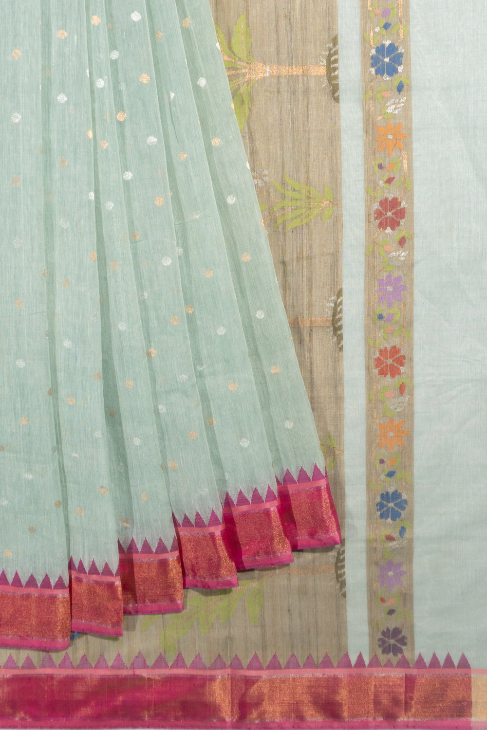 Ponduru Handspun Cotton Butta Pastel Blue Saree