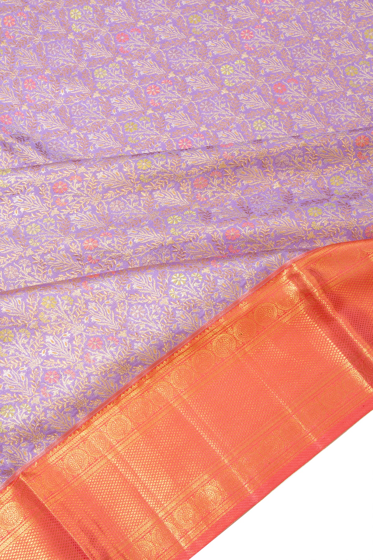 Kanchipuram Silk Tissue Brocade Lavender Saree