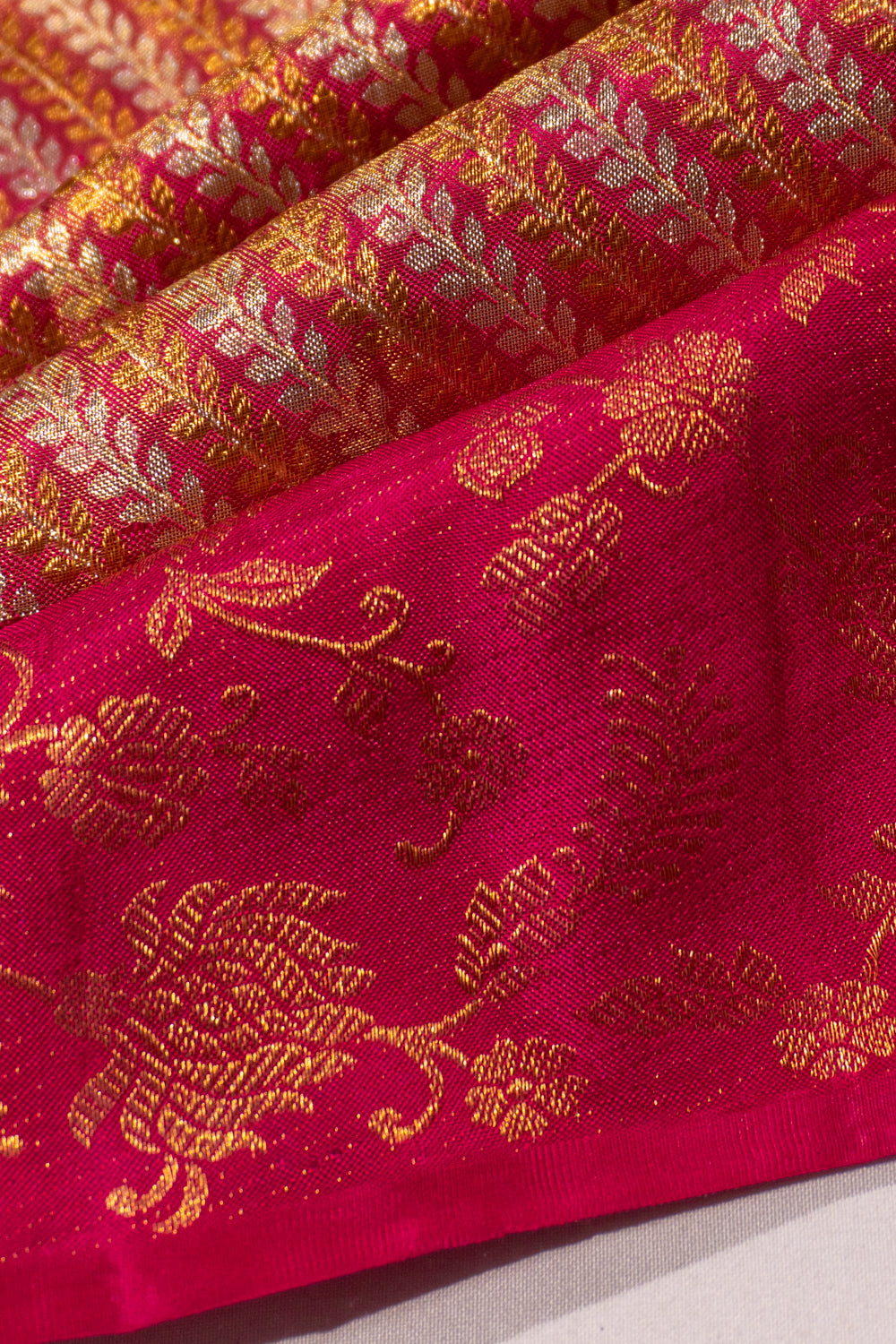 Kanchipuram Silk Tissue Brocade Pink Saree